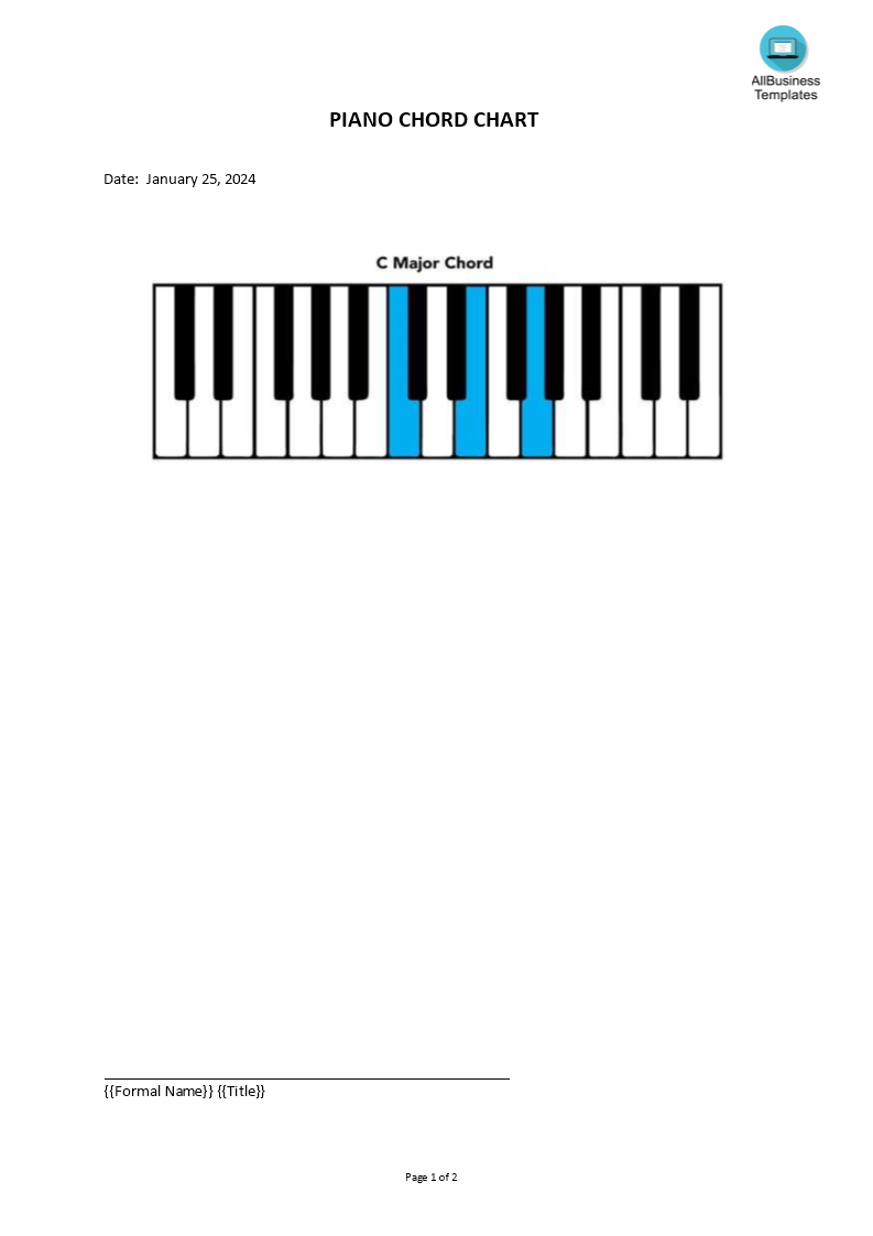 piano chord chart template