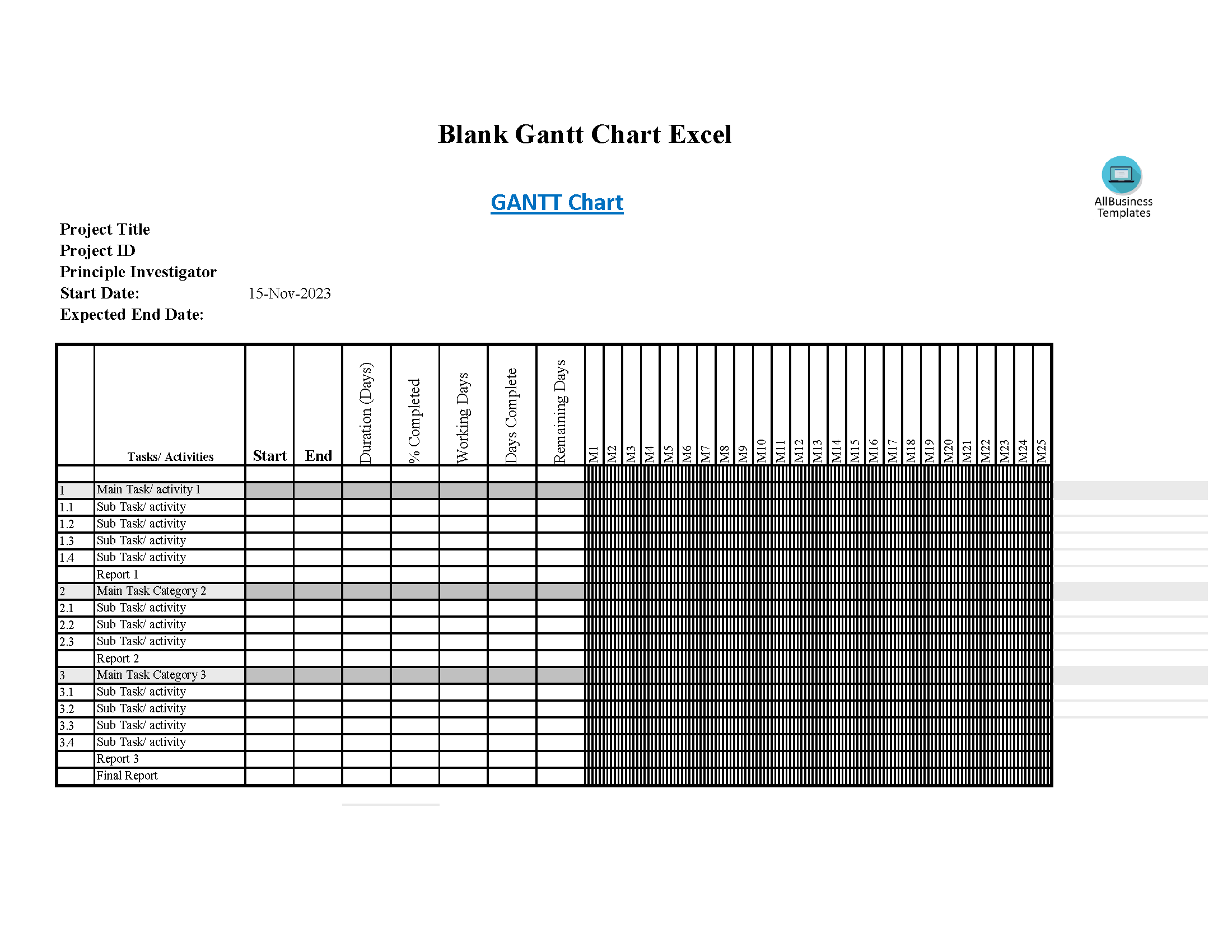 blank gantt chart excel plantilla imagen principal