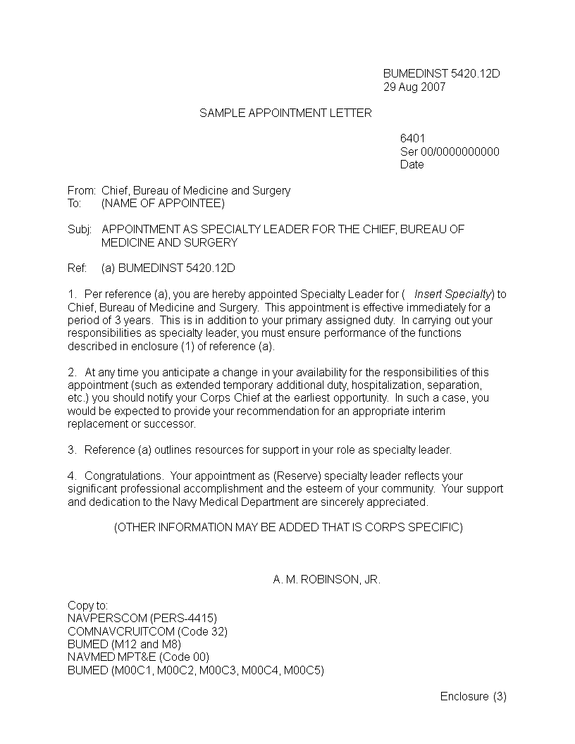 simple medical appointment letter template