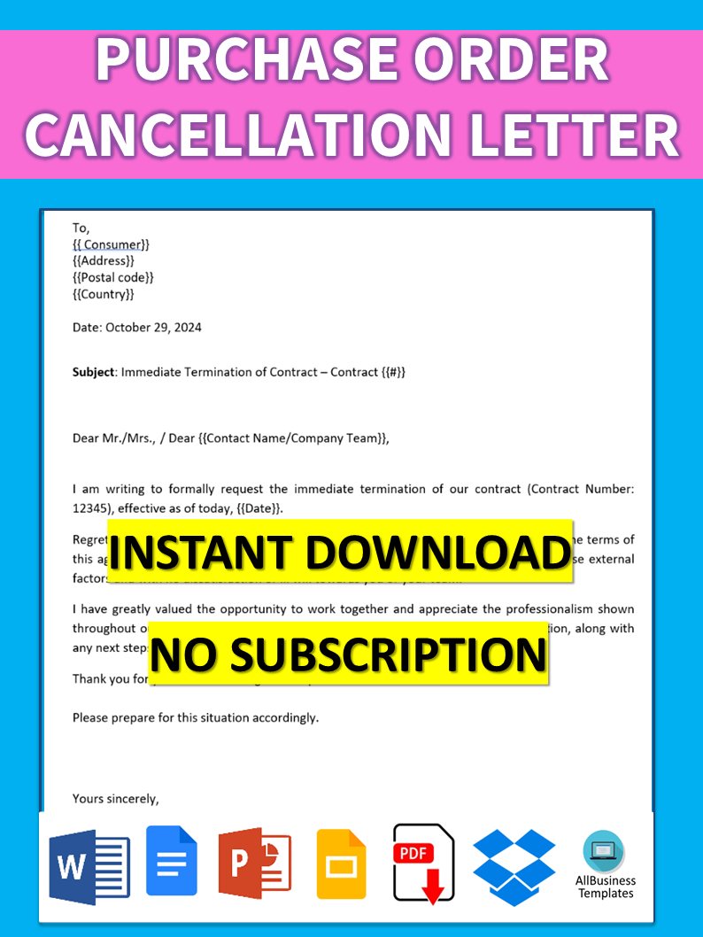 cancellation of purchase order Hauptschablonenbild