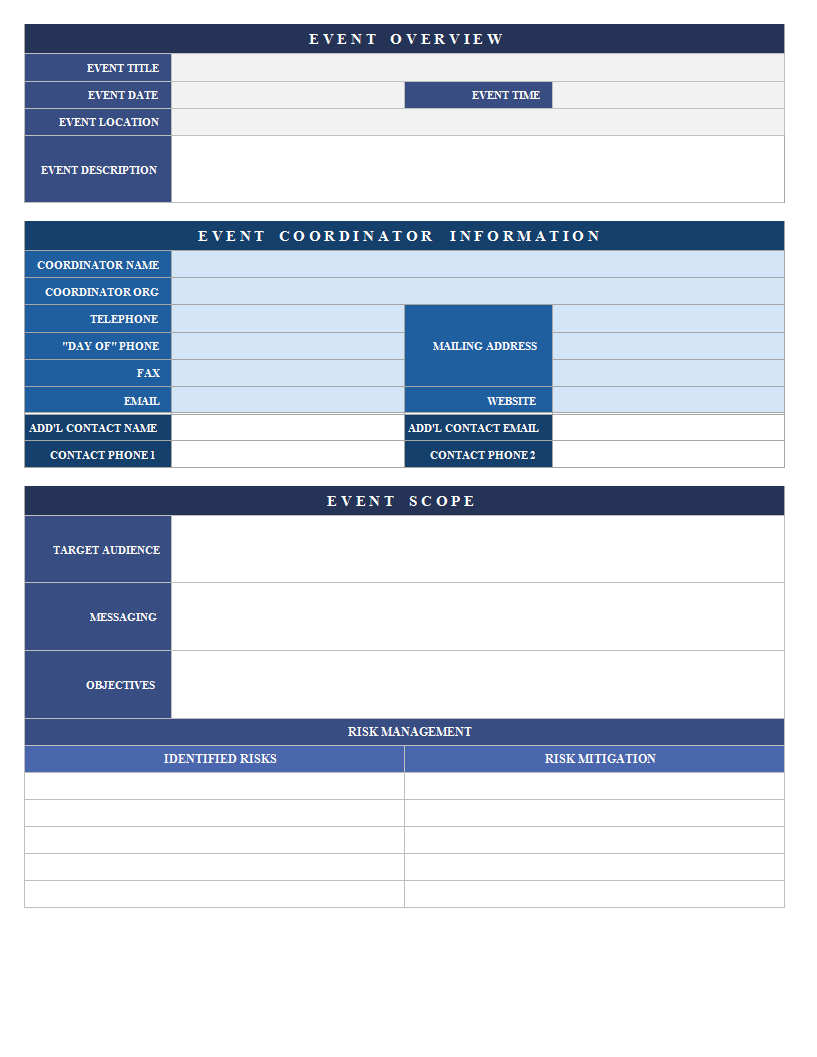 event proposal template excel spreadsheet main image