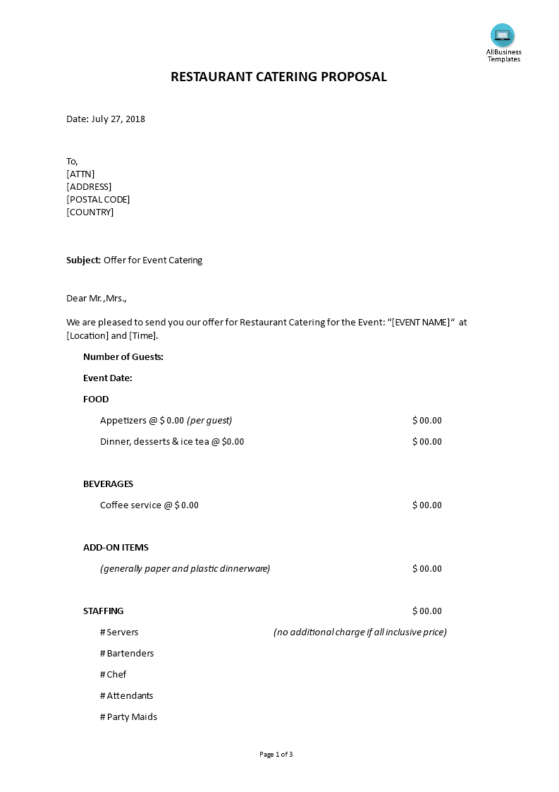 Catering Proposal Template