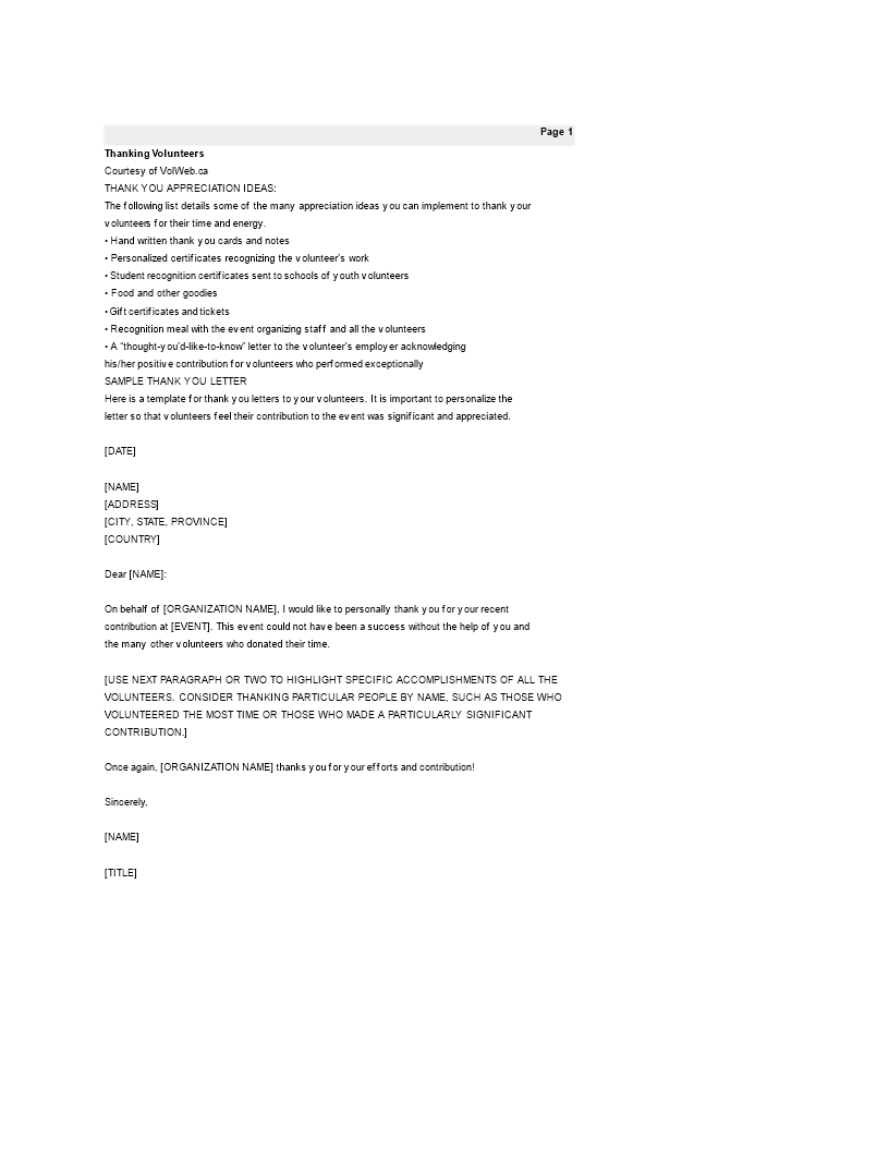 thank you letter for voluntary job template