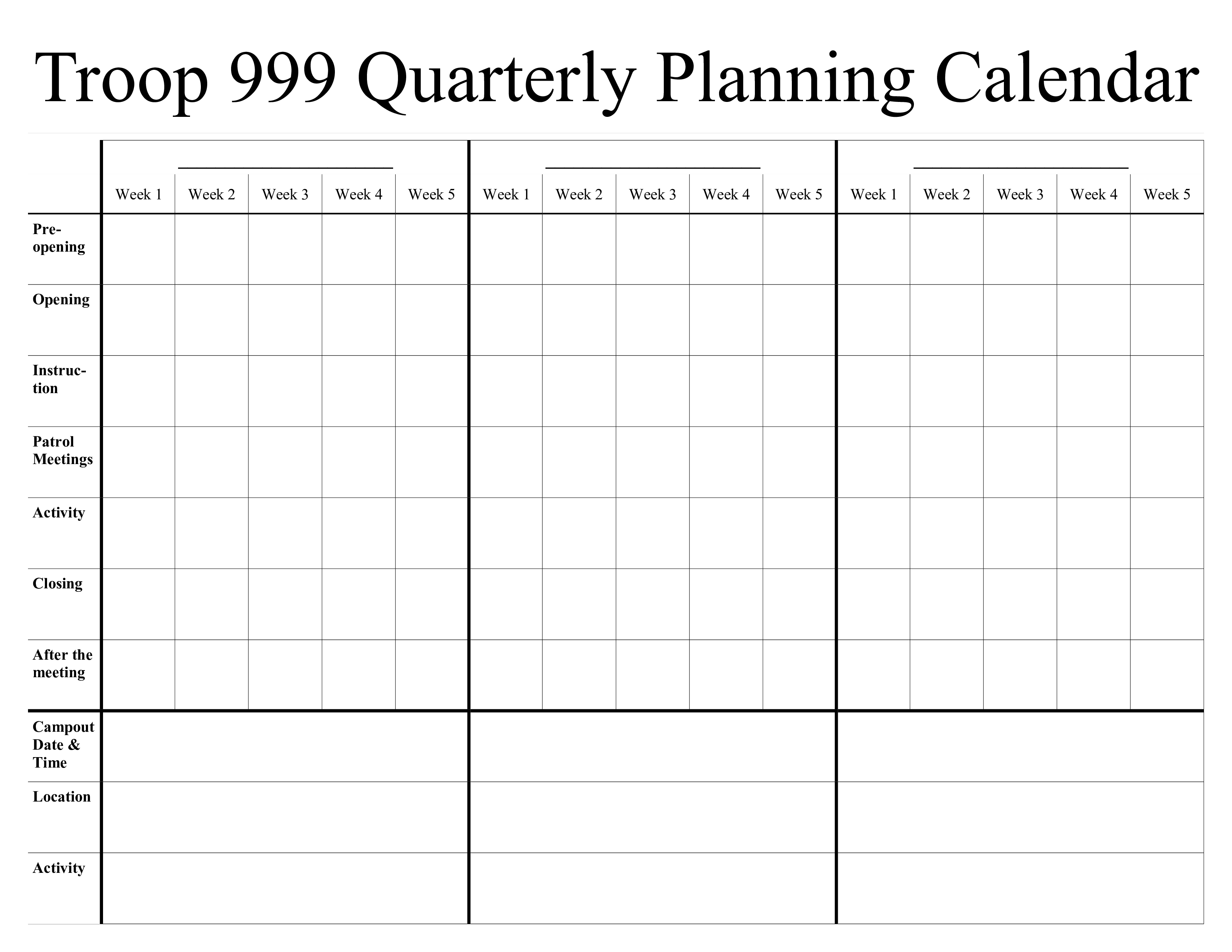 kwartaalplanner template