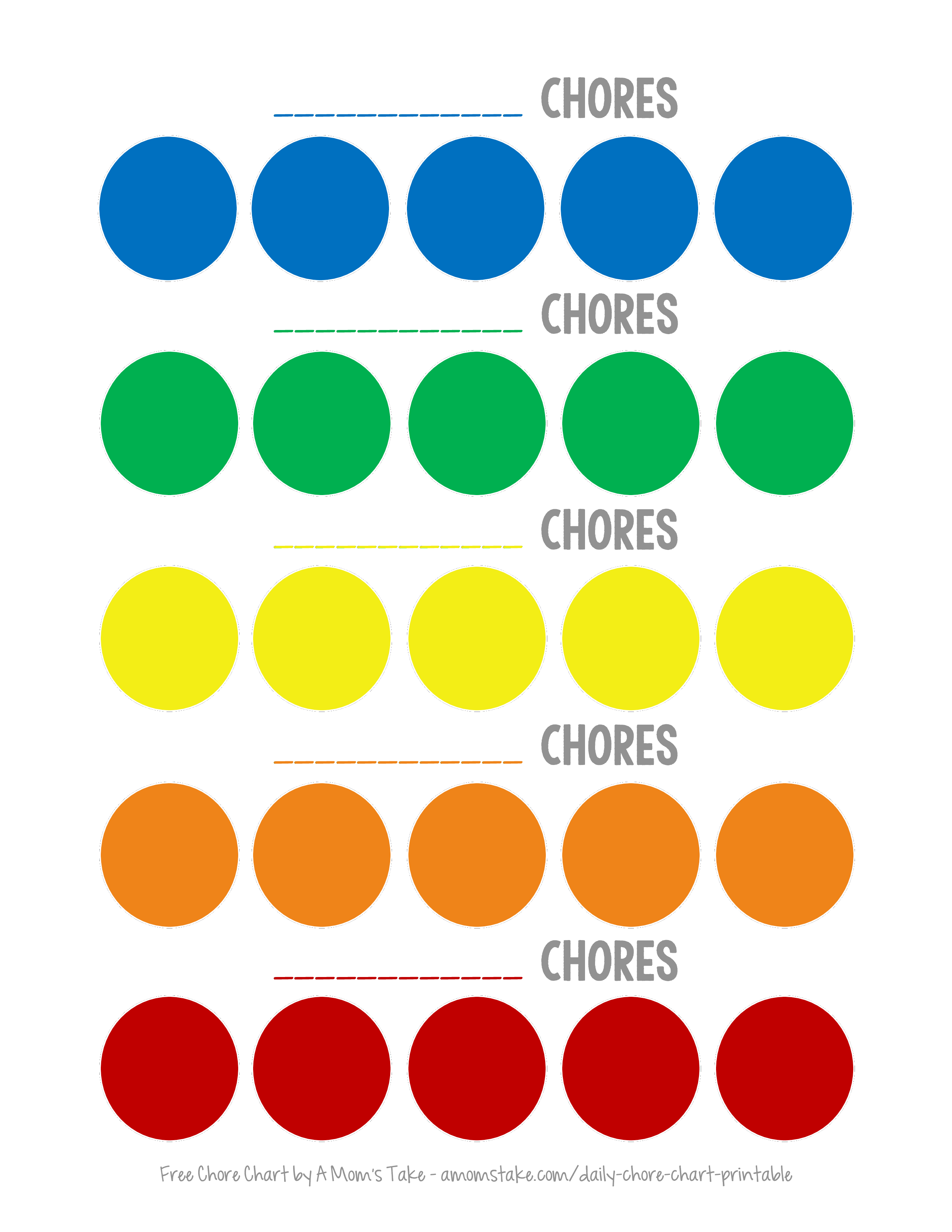 rainbow chore chart for kids voorbeeld afbeelding 