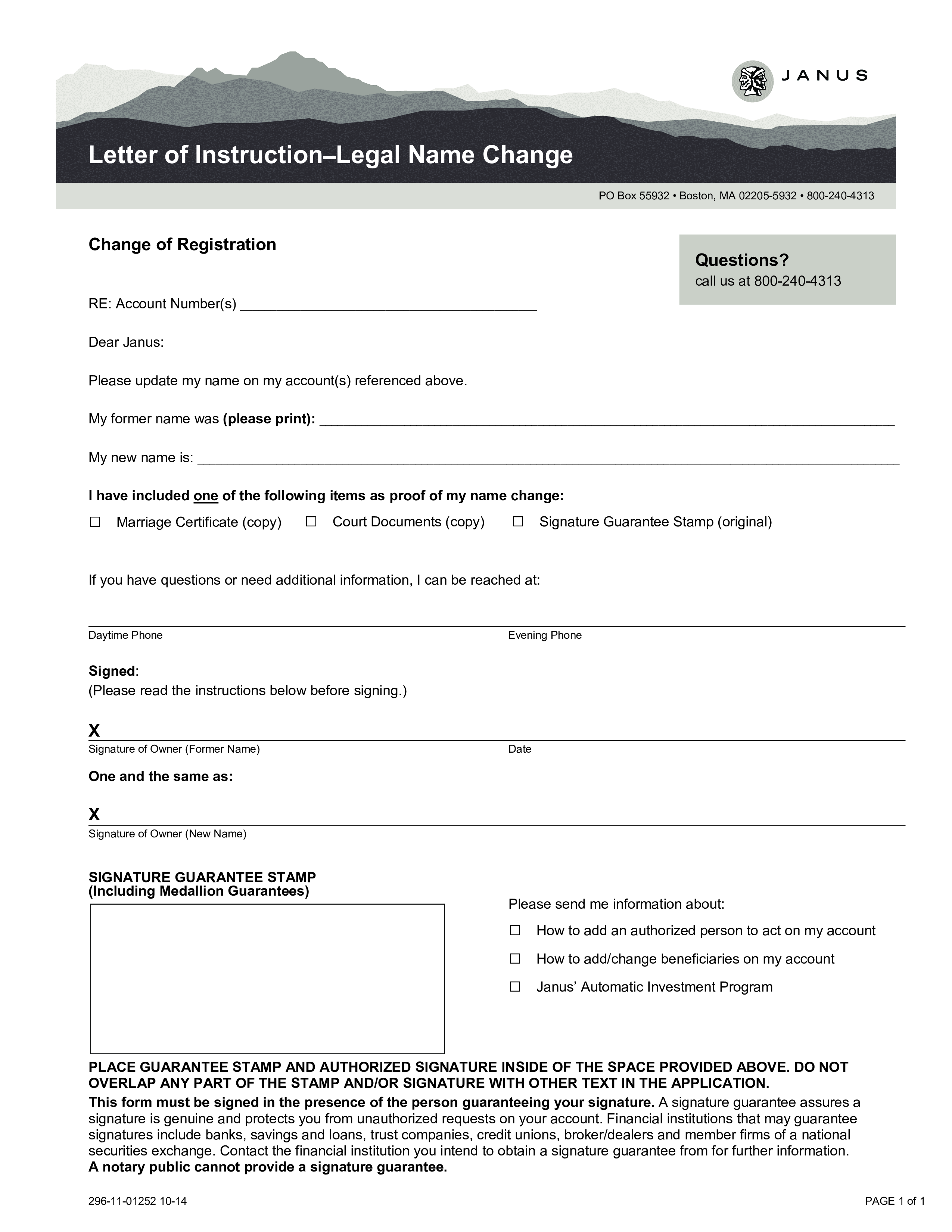 letter of instruction for legal name change modèles