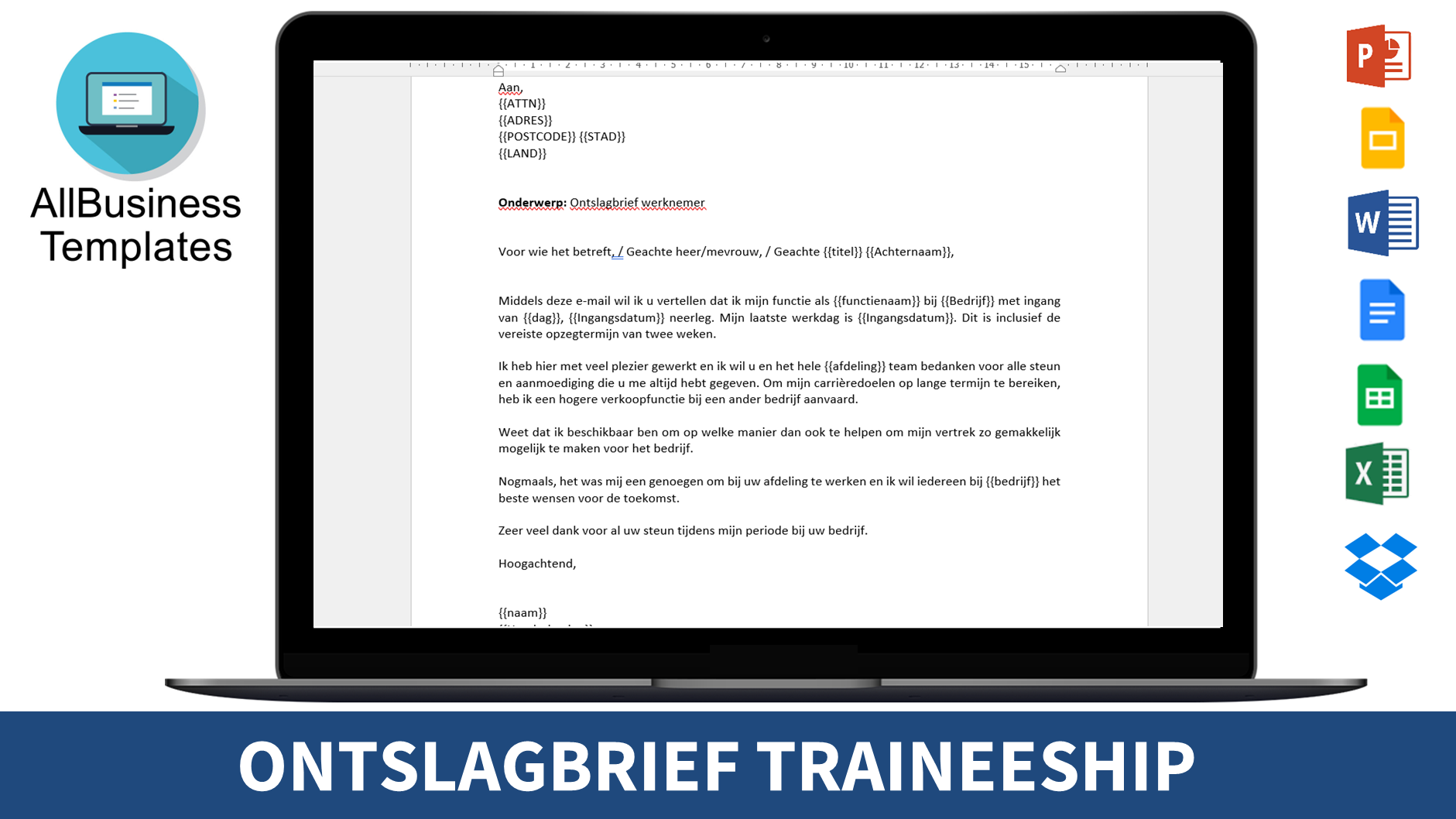 ontslagbrief trainee modèles