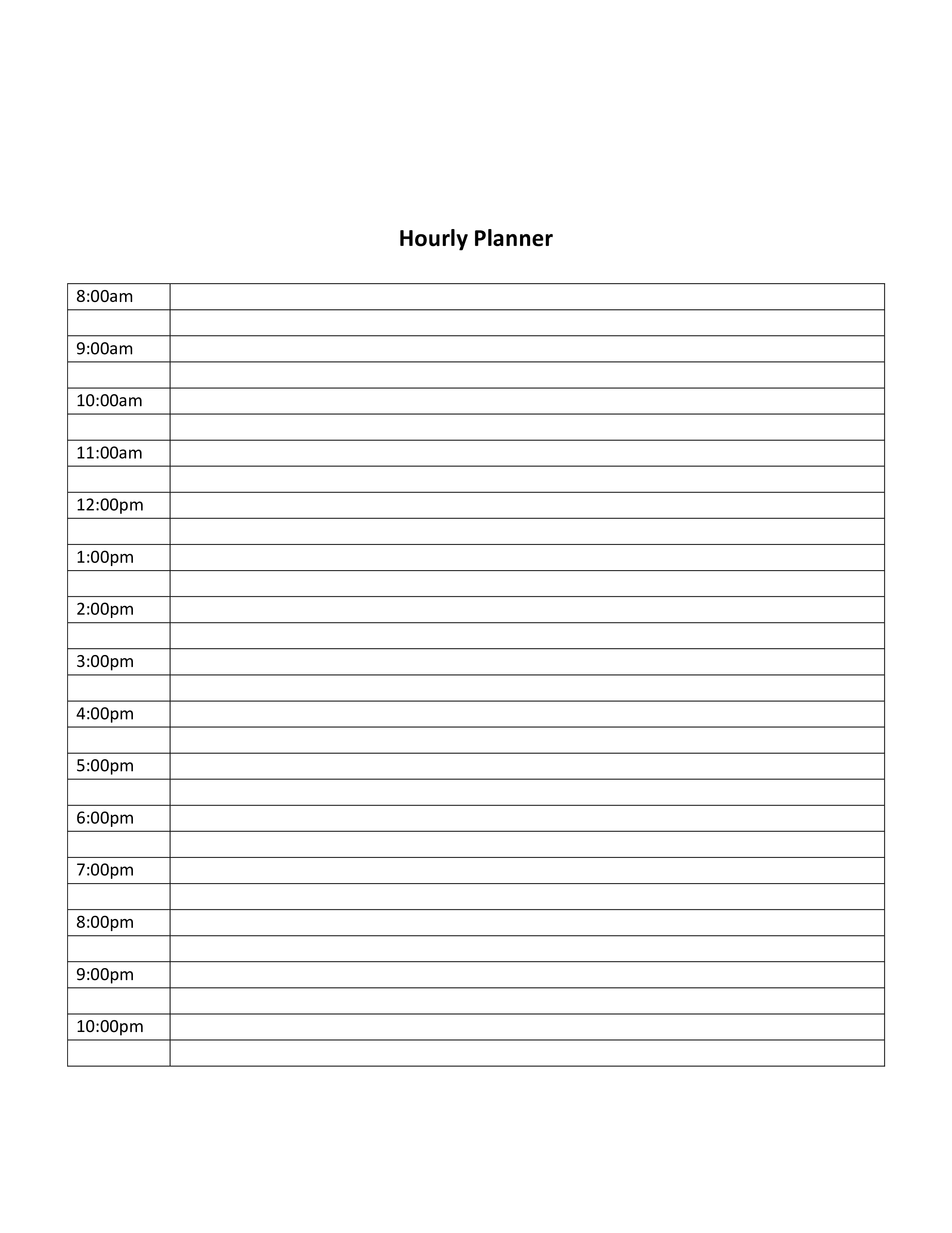 Printable Hourly Planner main image