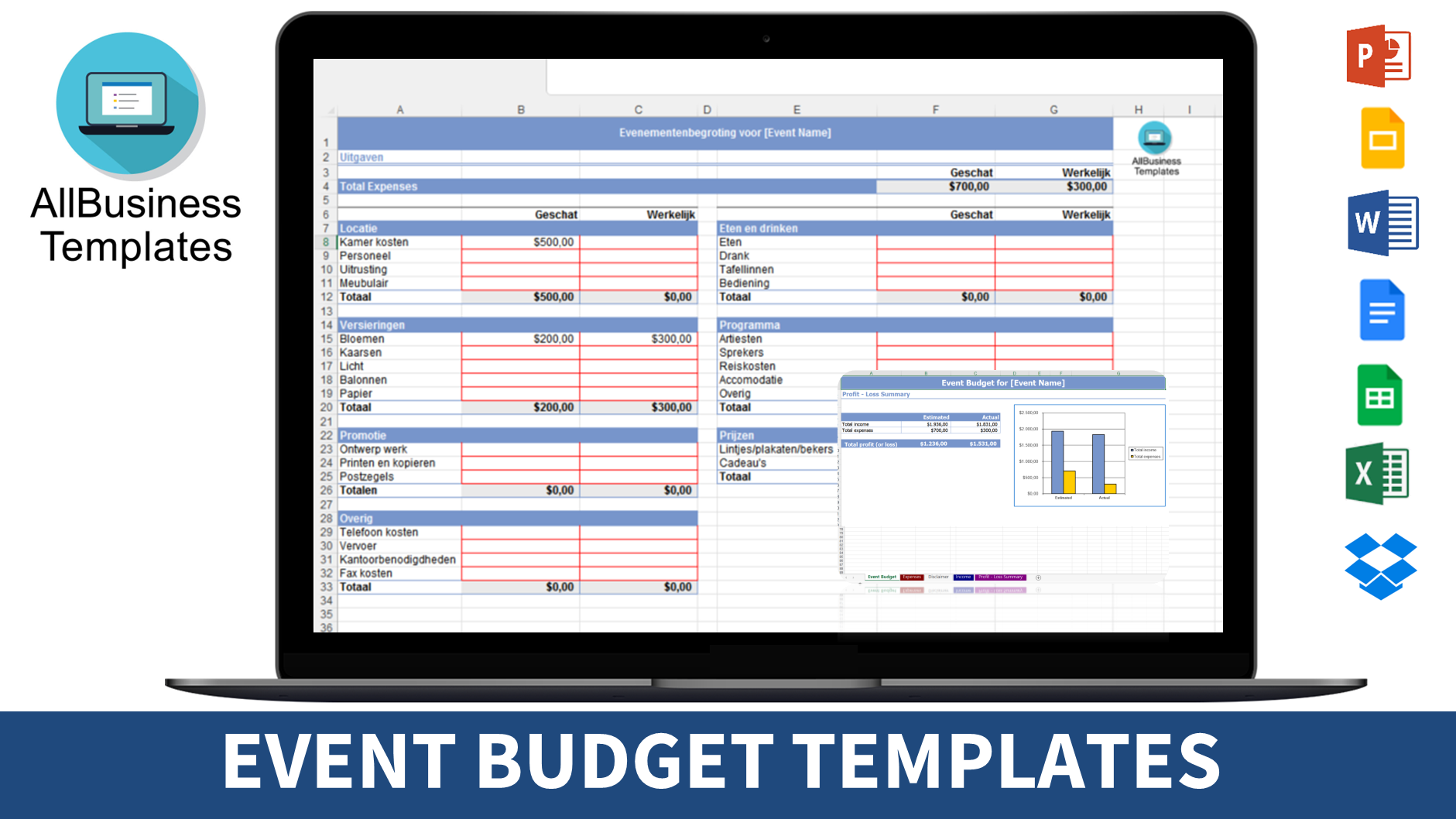 event budget voorbeeld afbeelding 