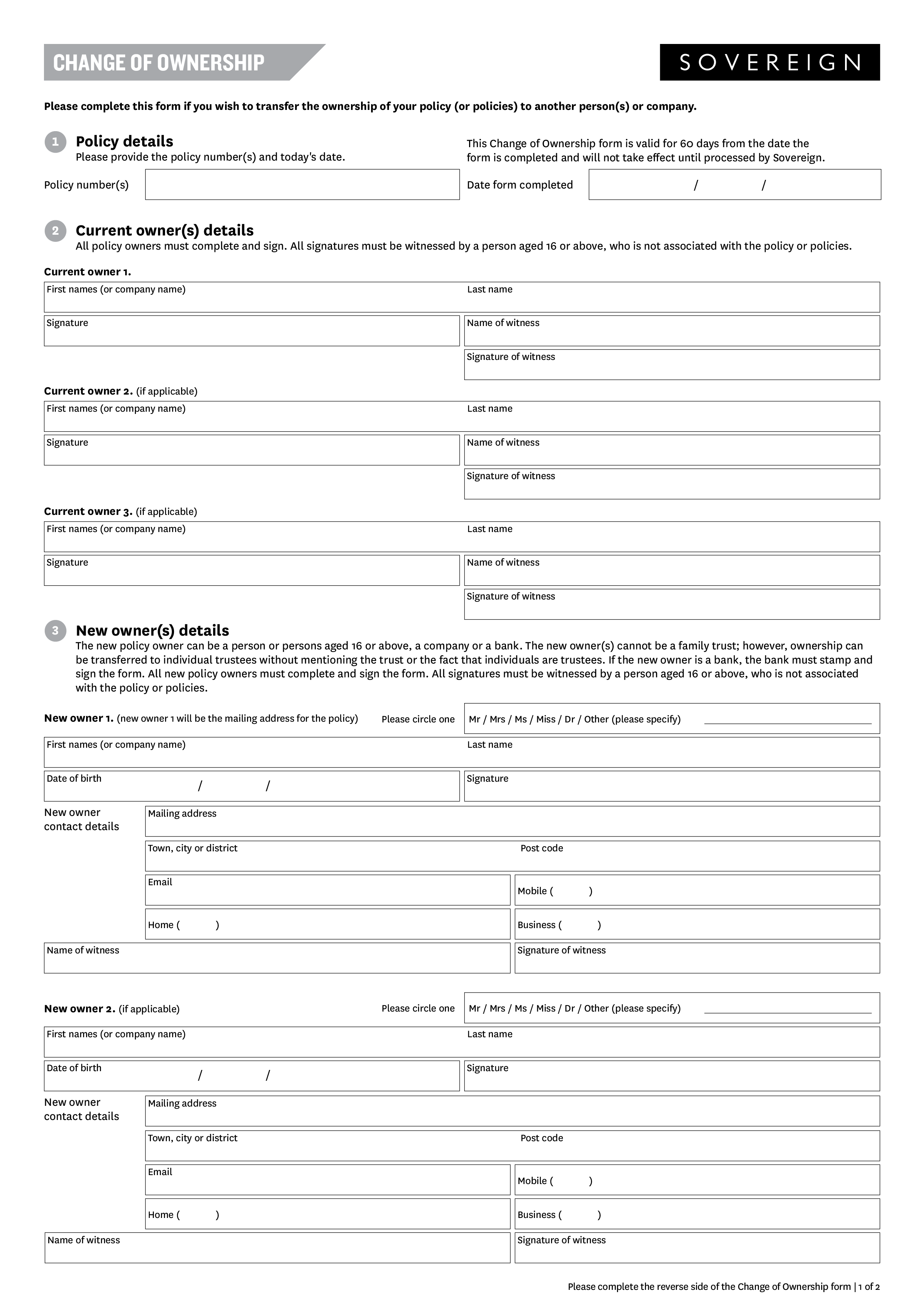 New Transfer Of Ownership Letter main image