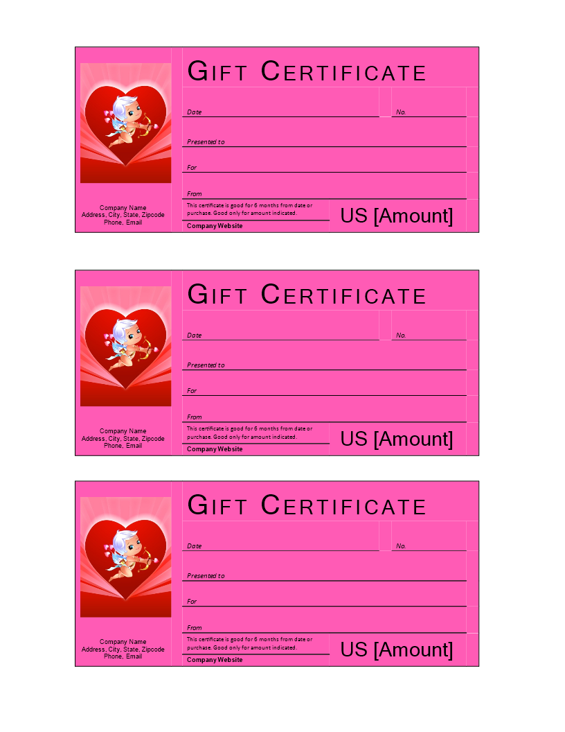 valentine gift certificate with cash value voorbeeld afbeelding 