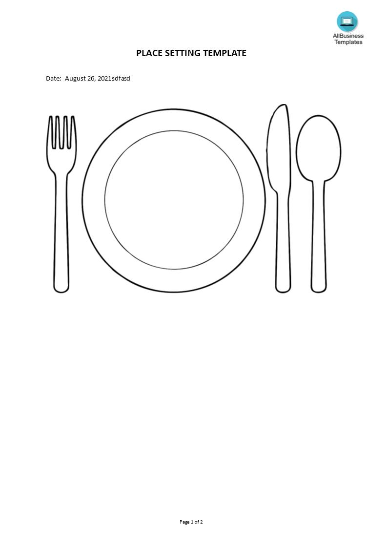 place setting template template
