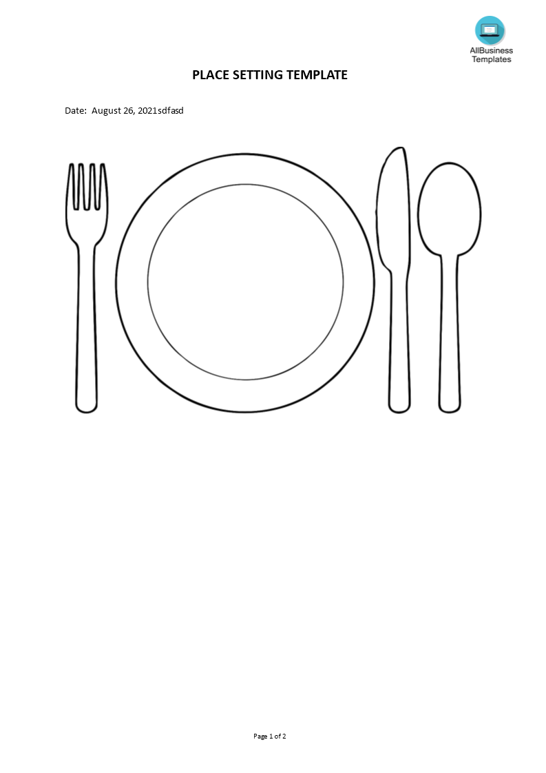 place setting template voorbeeld afbeelding 