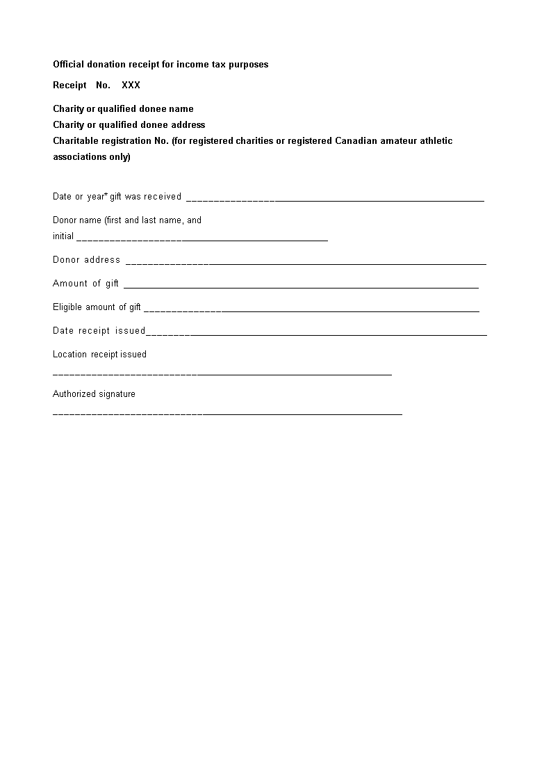 fundraiser tax receipt template