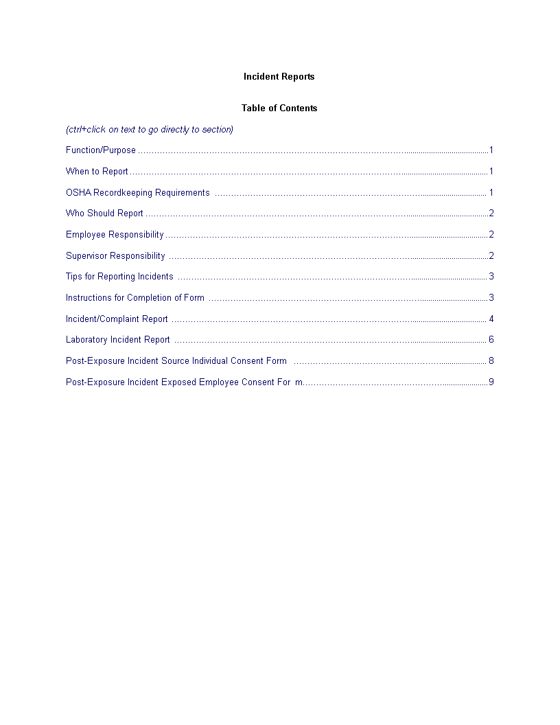 Kostenloses Sample Incident Report Letter Word