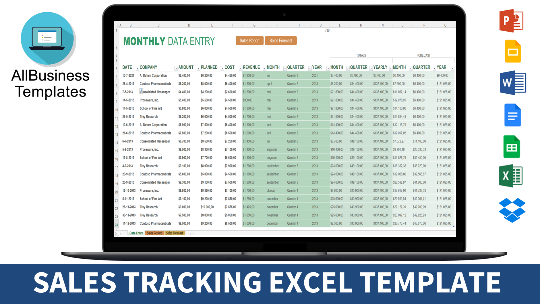  Monthly Sales Tracking Excel Allbusinesstemplates