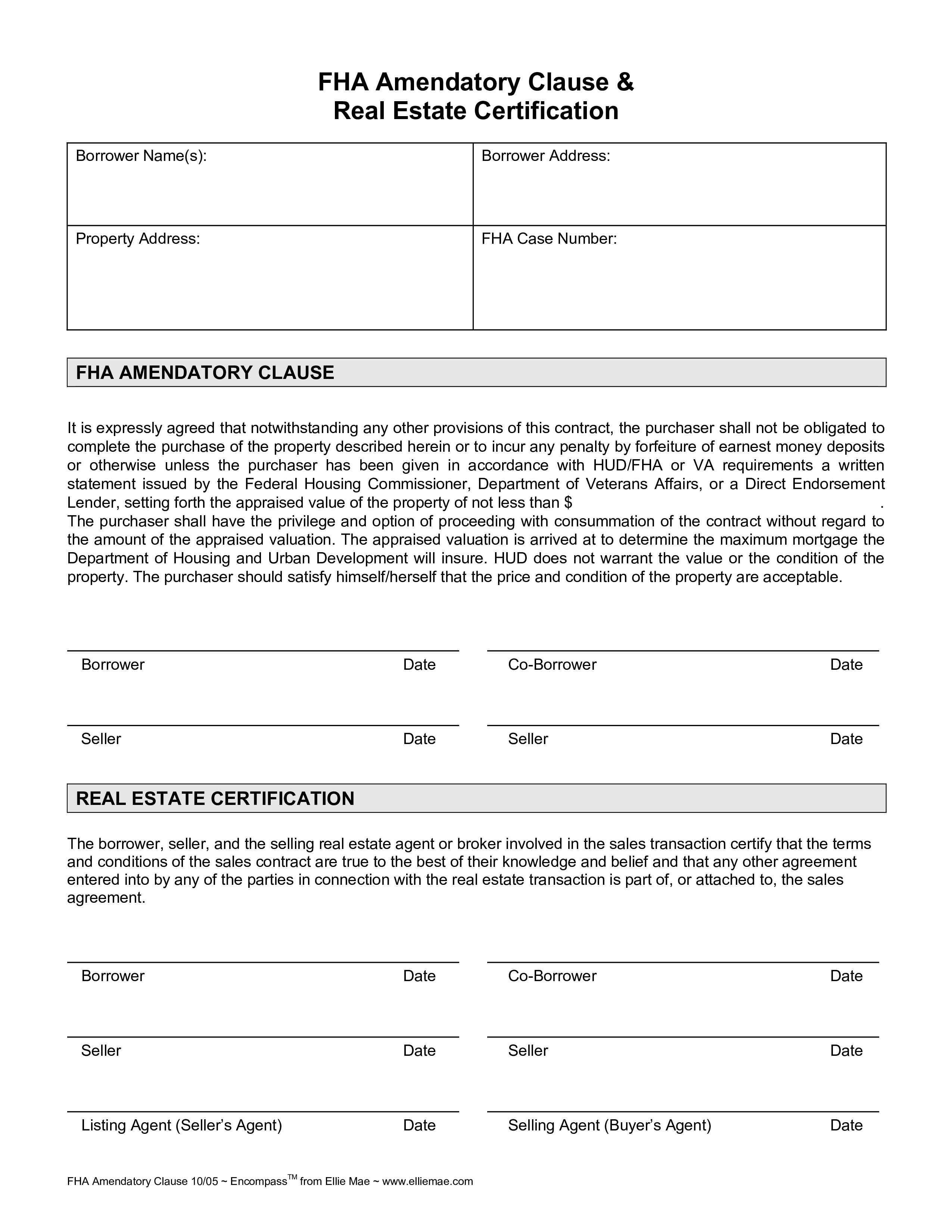 real estate certification form Hauptschablonenbild