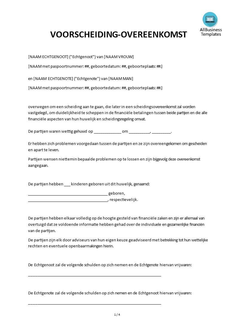 voorscheidingsovereenkomst plantilla imagen principal