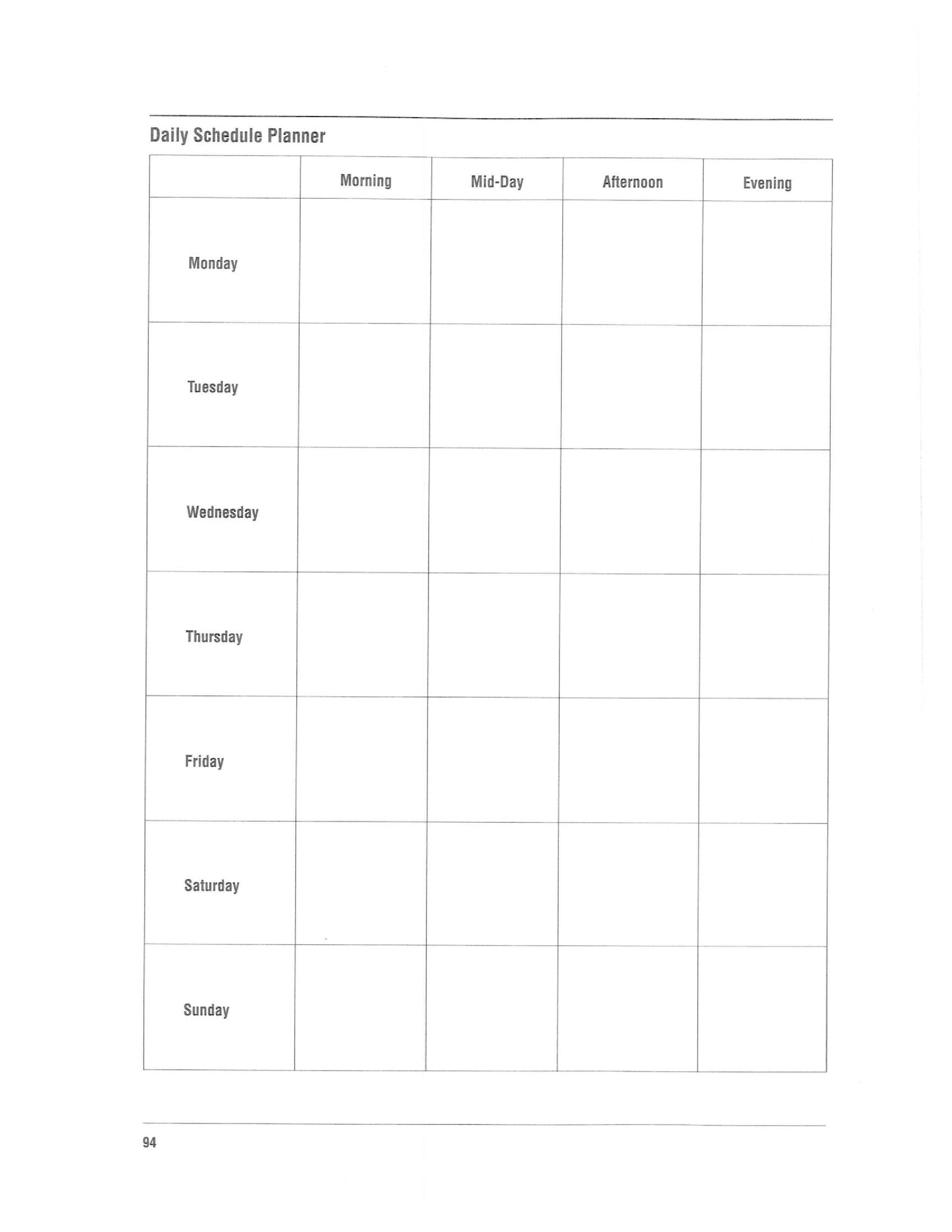 7 day planner Hauptschablonenbild