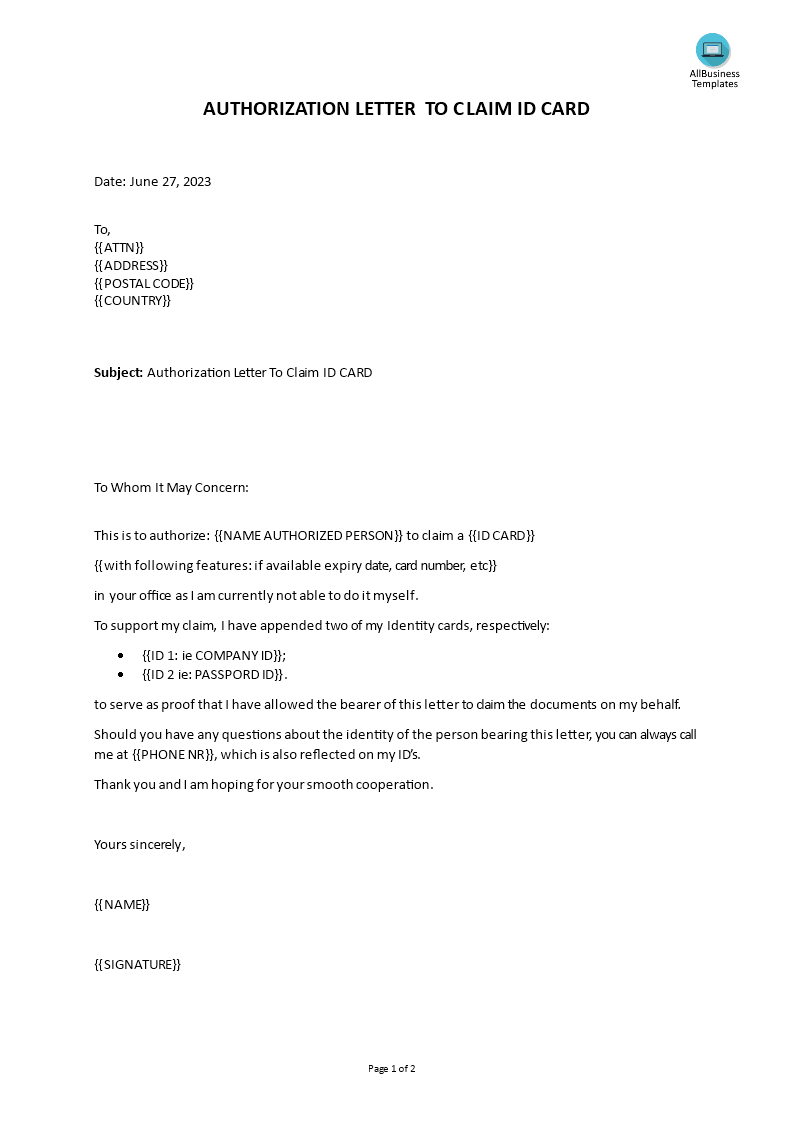 ID Card Request Letter Format