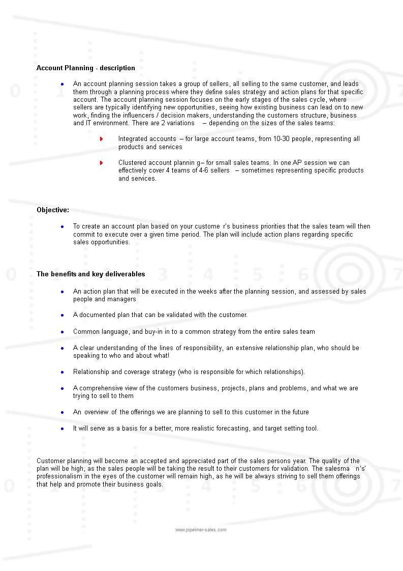 account planning - description Hauptschablonenbild