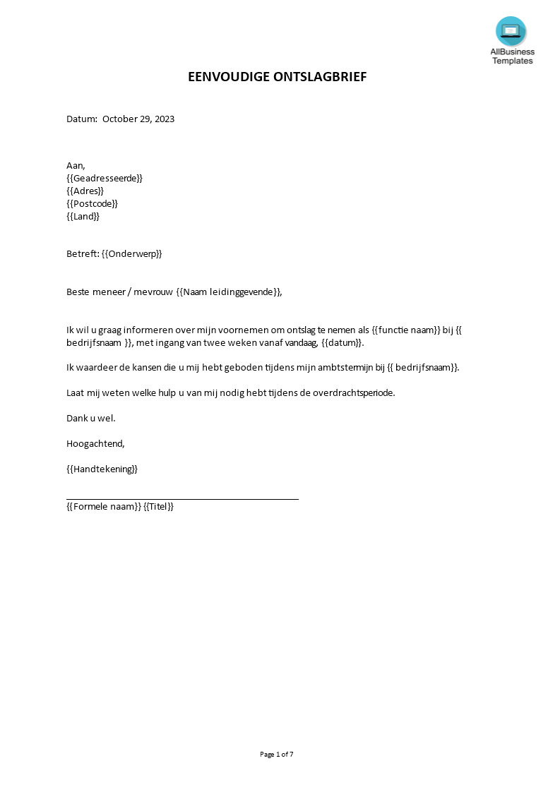 simple resignation letter for personal reason word Hauptschablonenbild