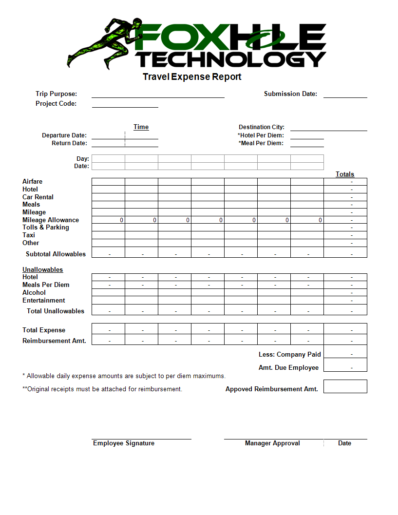 expense report template example main image