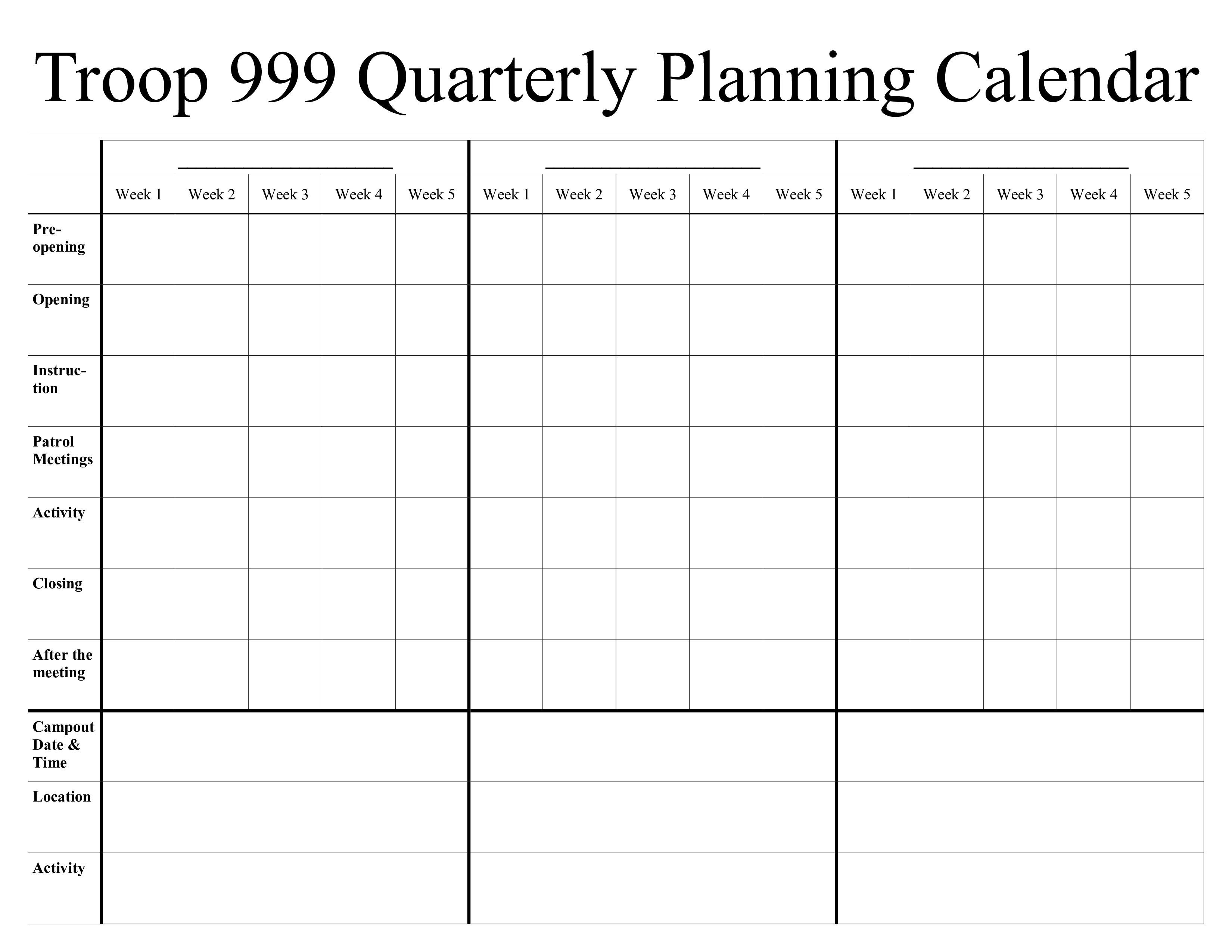Quarterly Calendar 2020 Templates At Allbusinesstemplates