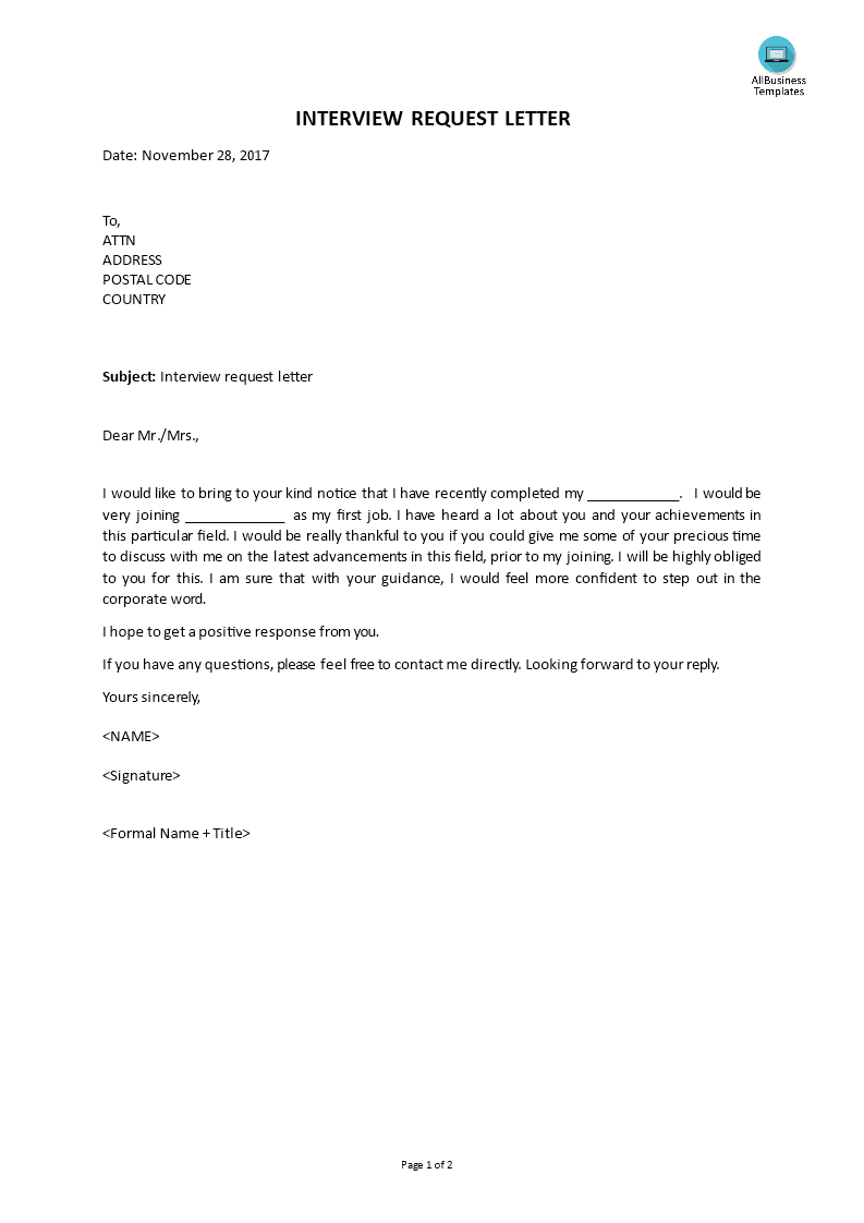 interview request letter voorbeeld afbeelding 