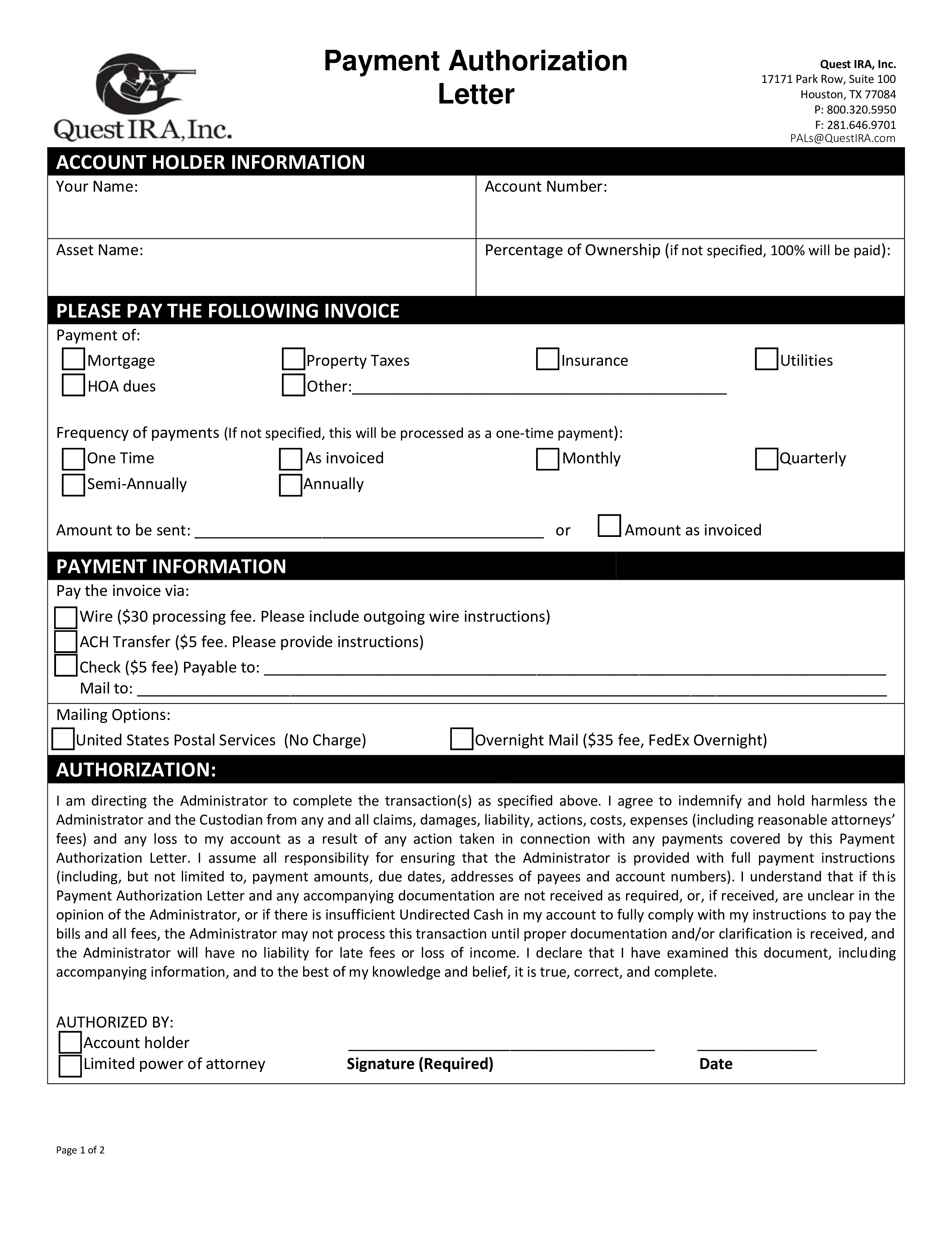 payment authorization letter voorbeeld afbeelding 