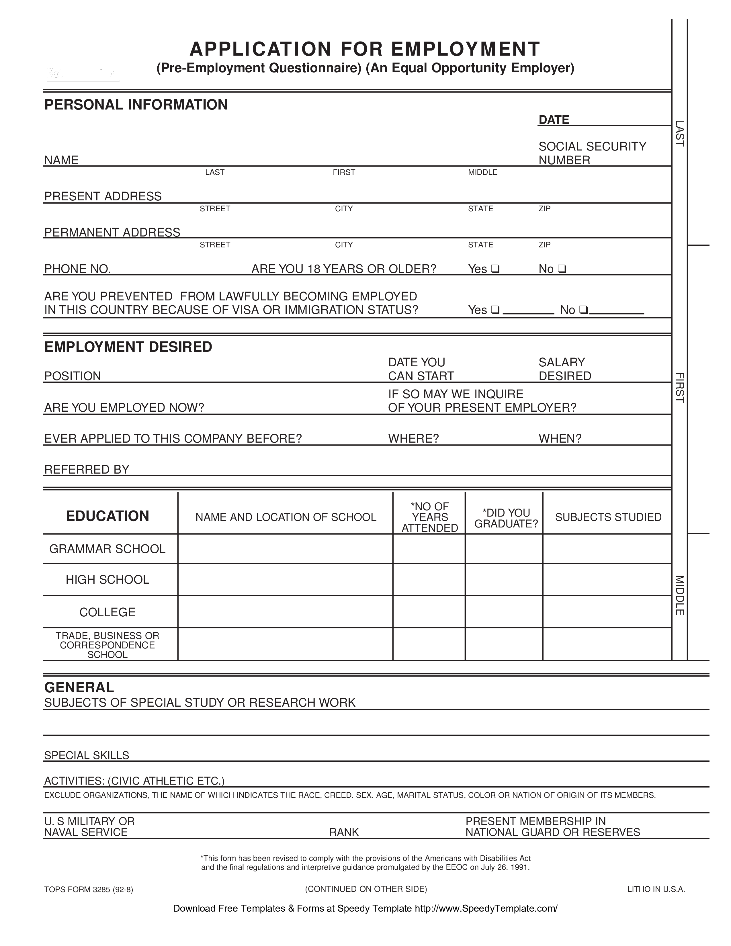 Blank Job Application 8 Free Word Pdf Documents Download Free Blank 