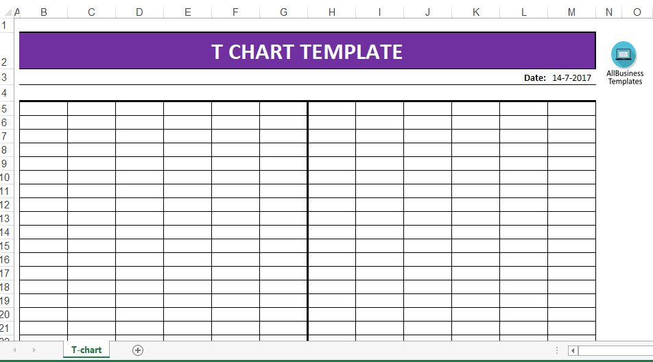 Blank T Chart Printable