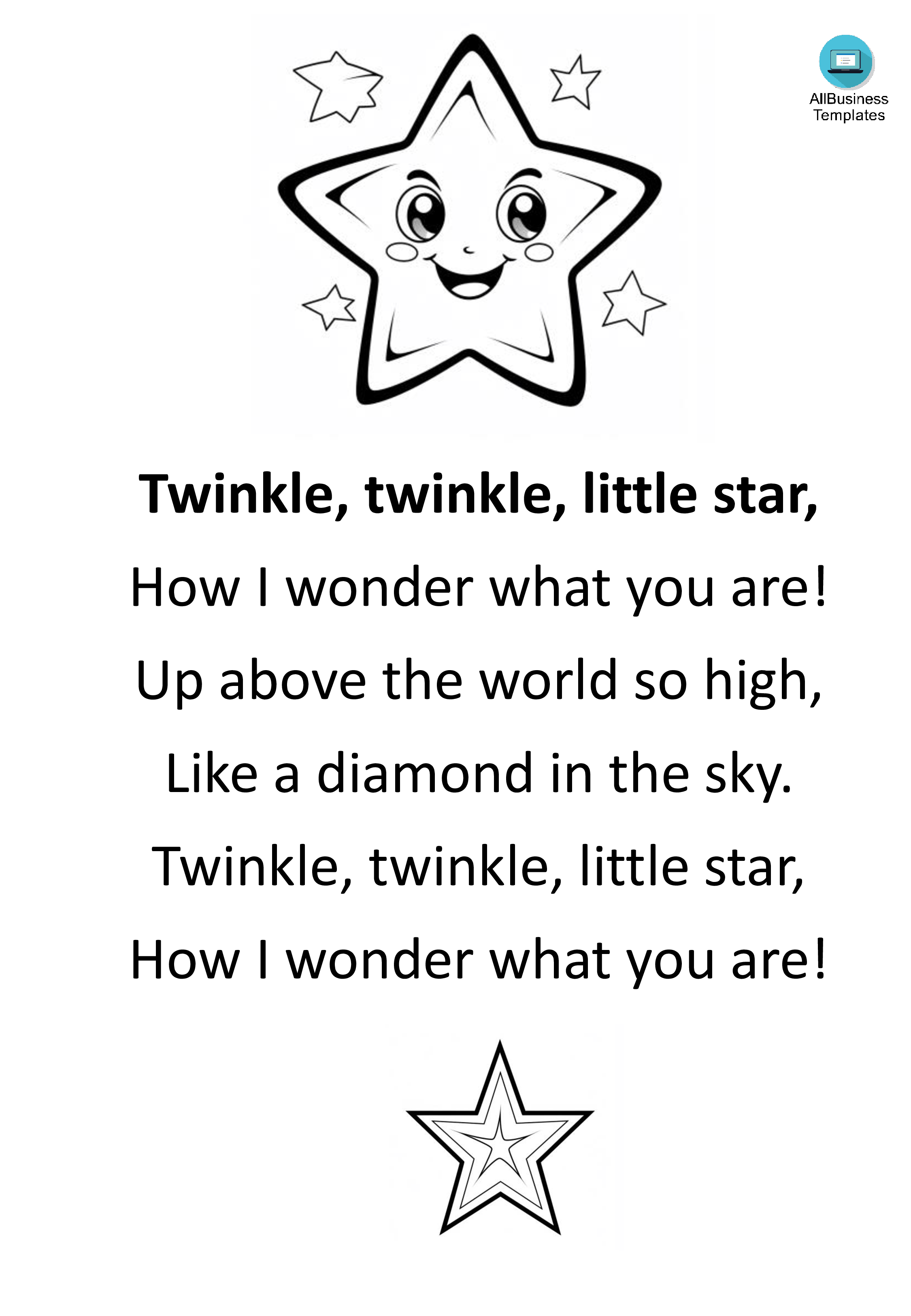 twinkle twinkle little star template
