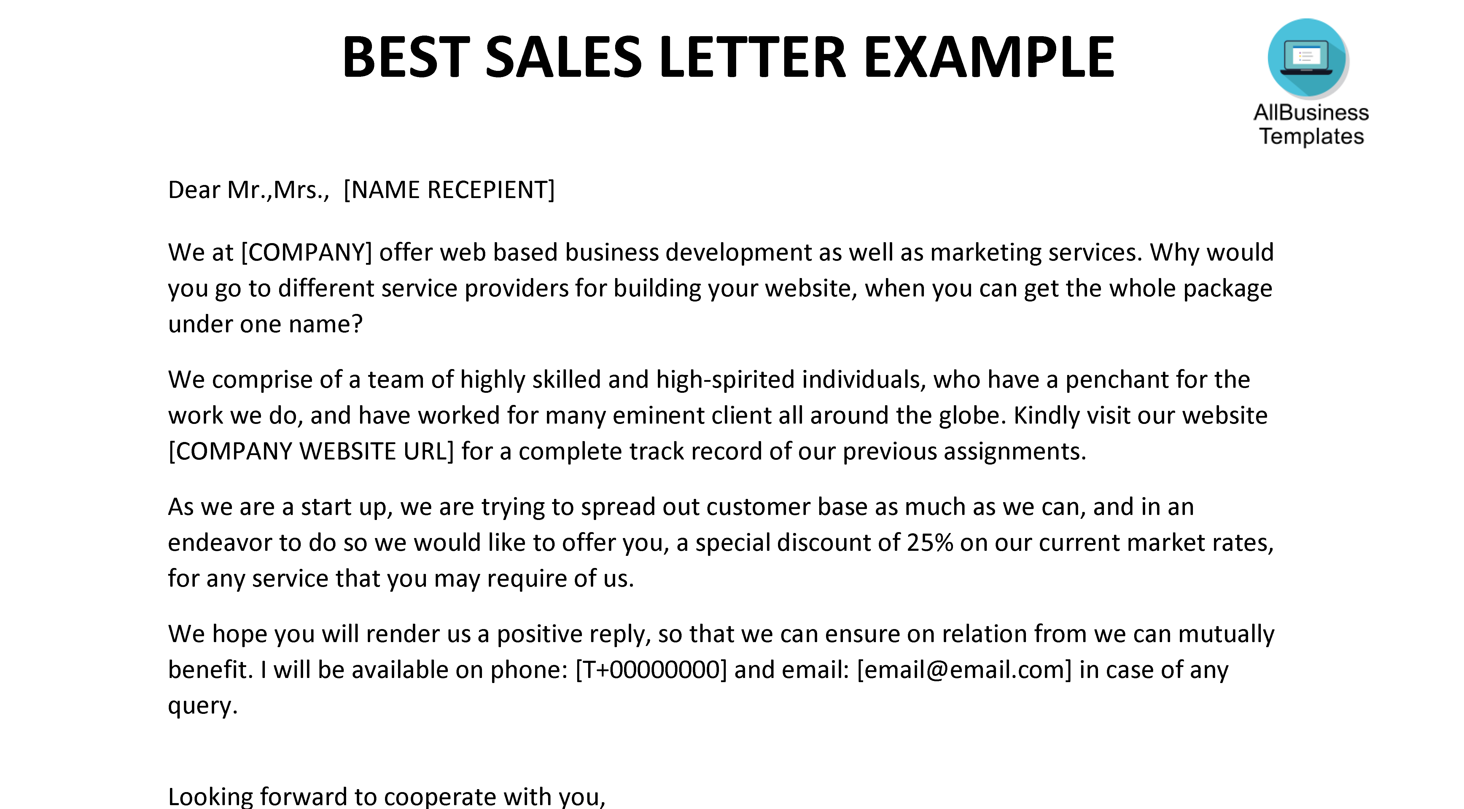 sales letter example Hauptschablonenbild