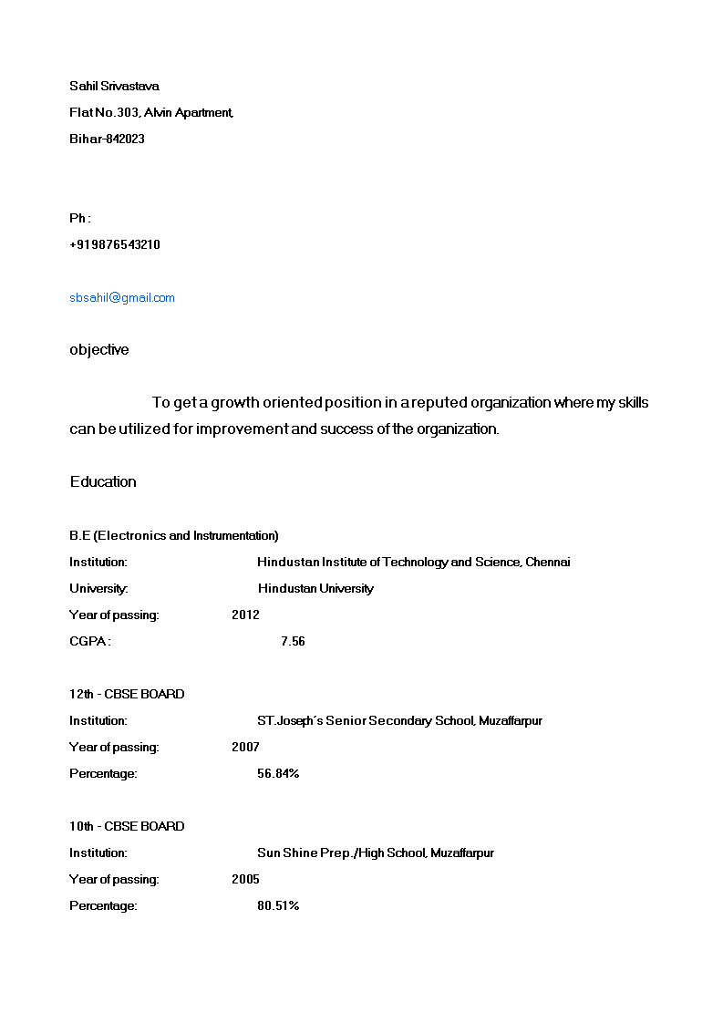 engineering resume format template