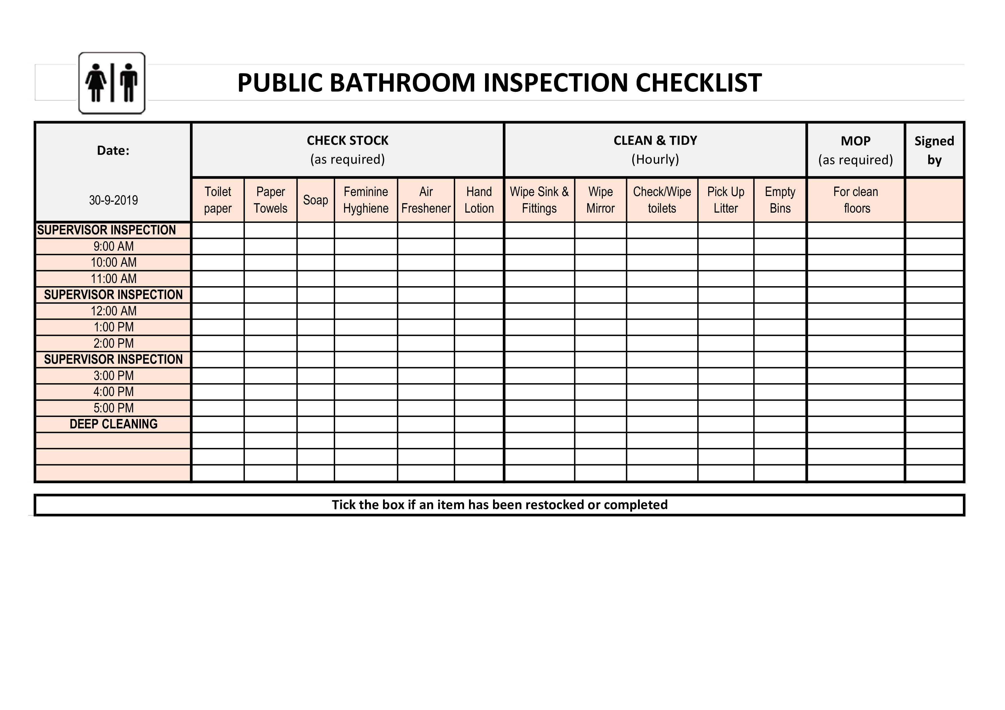 Bathroom Cleaning Checklist main image