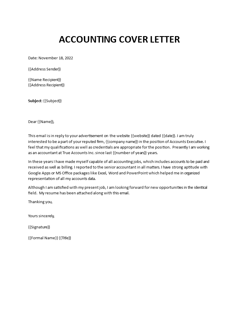 Accounting Job Application Email main image