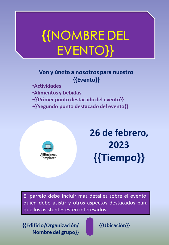 plantilla de volante de evento template