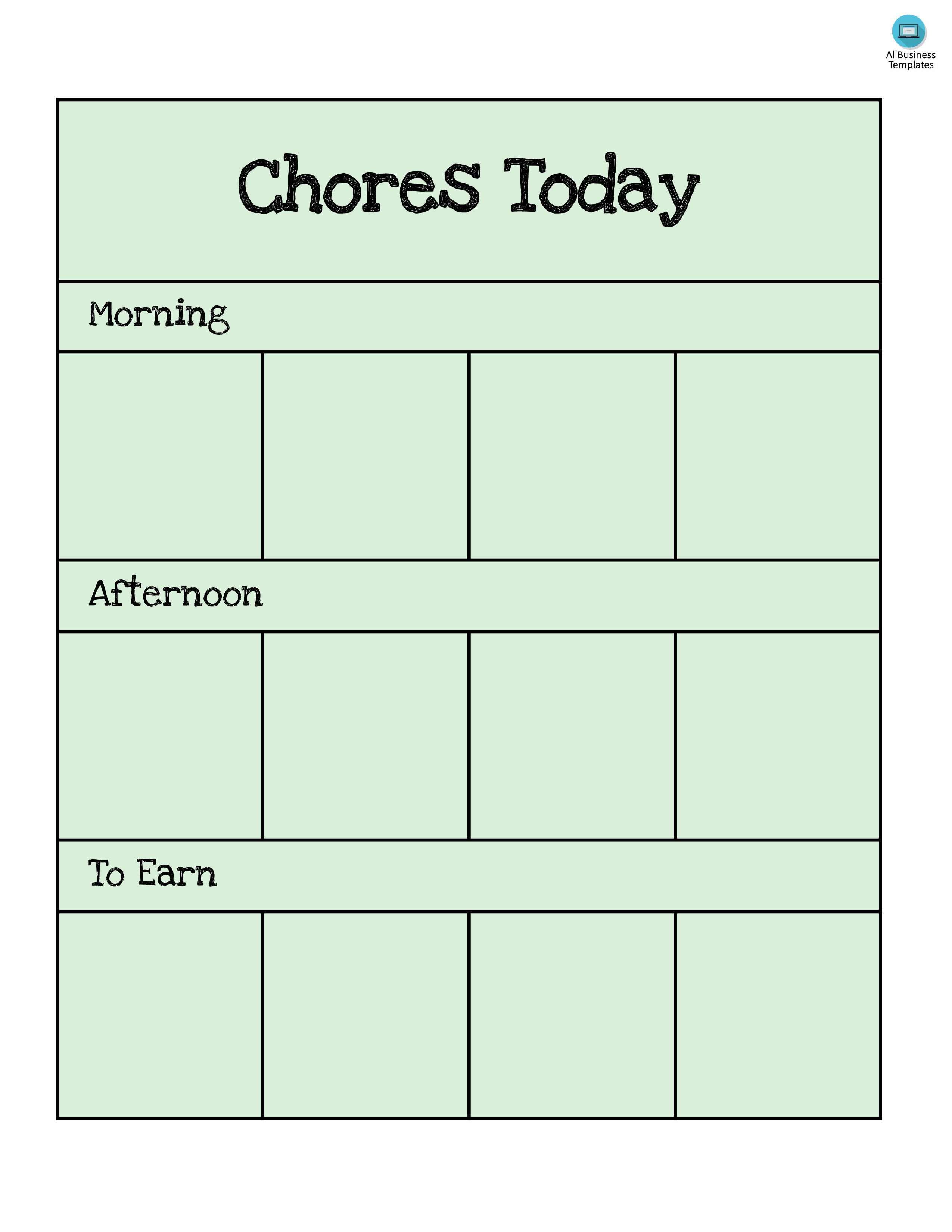 preschool chore chart modèles