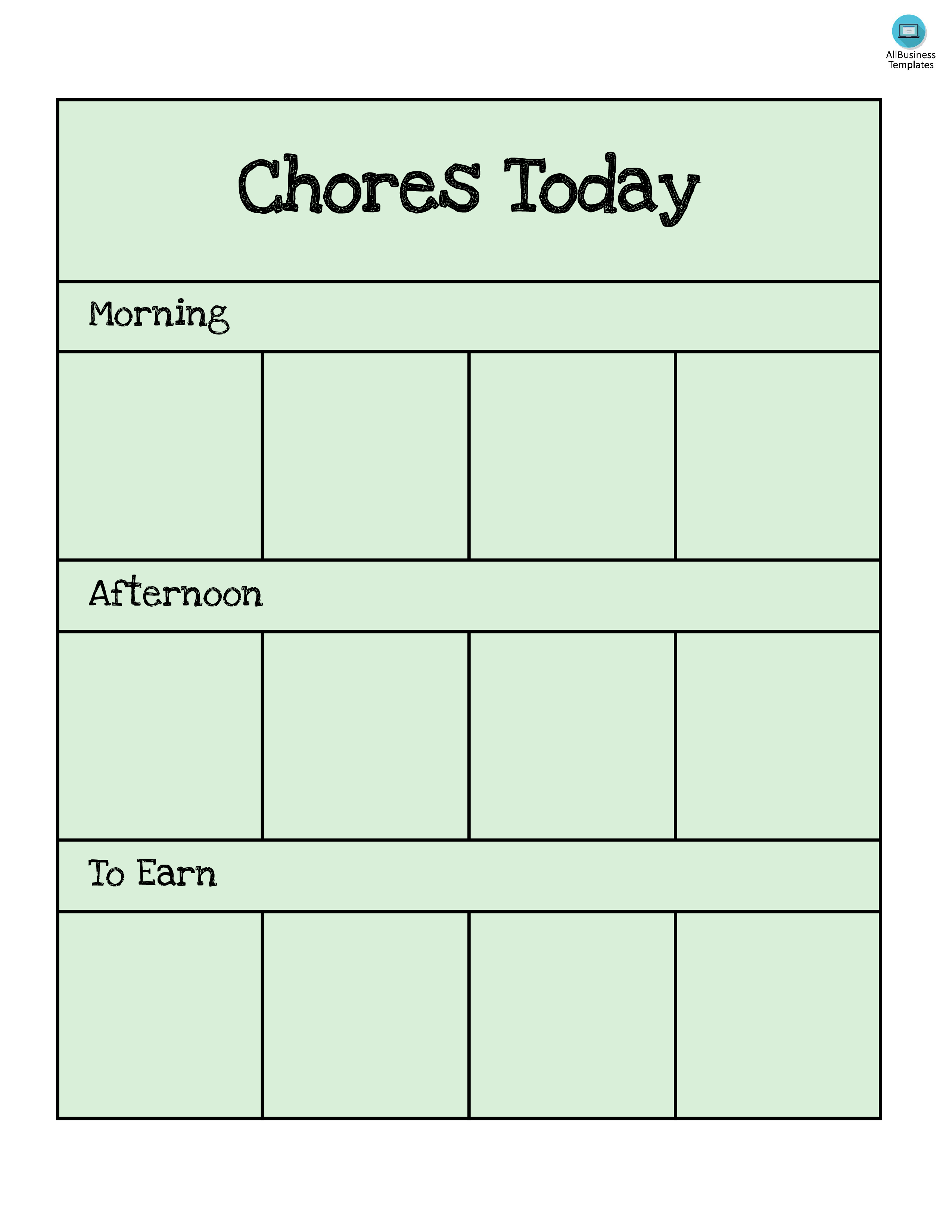 preschool chore chart modèles