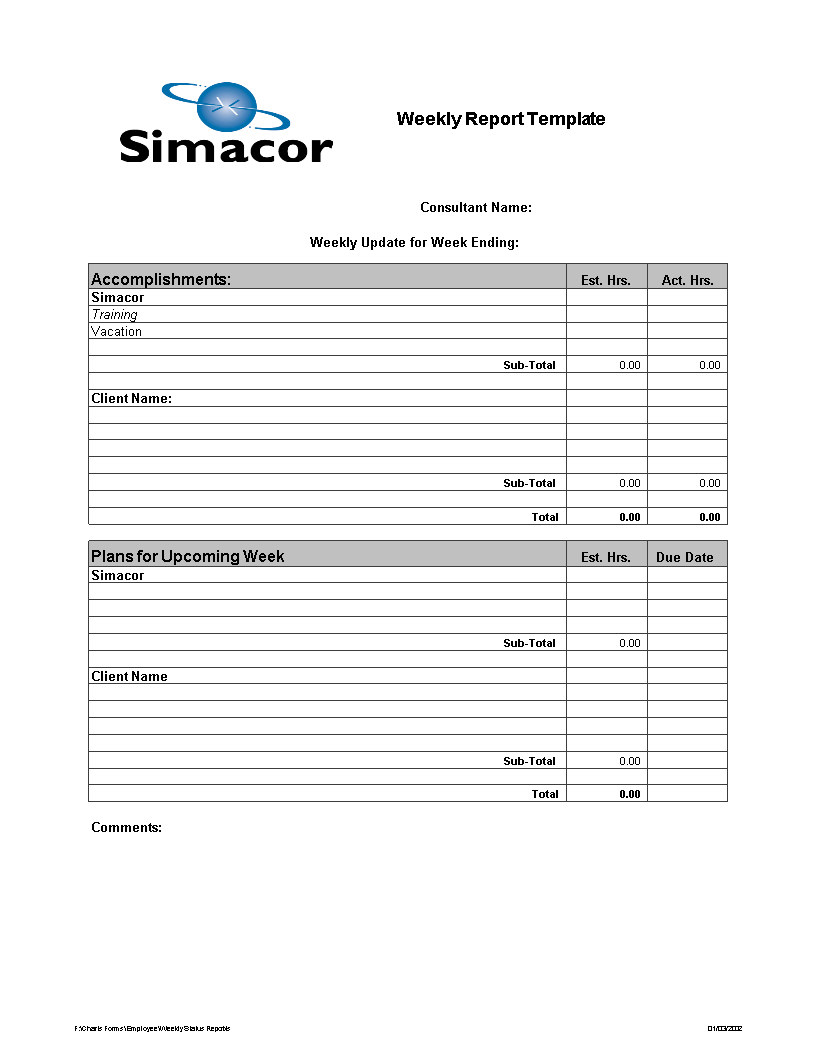 Weekly Report Template Excel from www.allbusinesstemplates.com