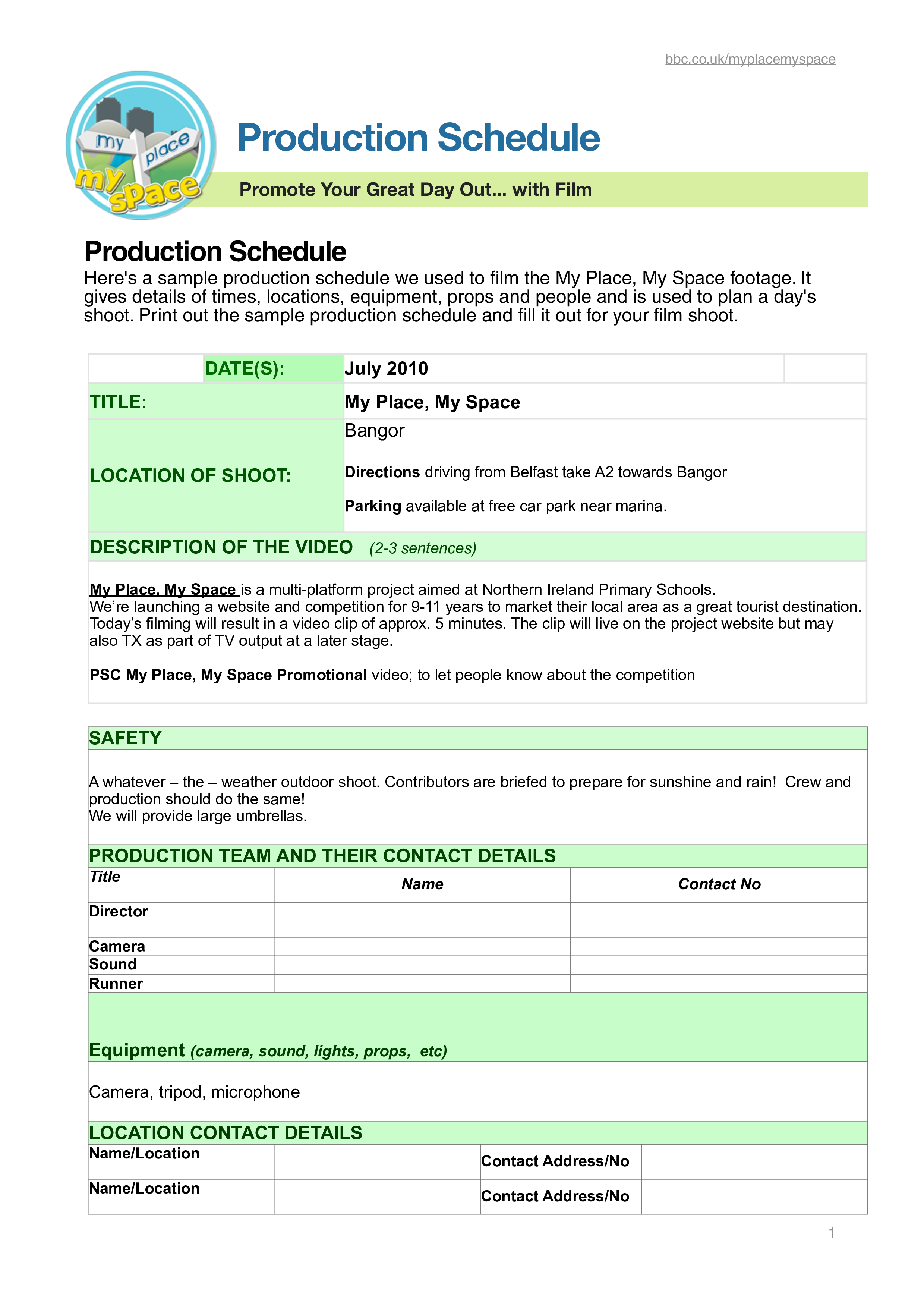 production schedule modèles