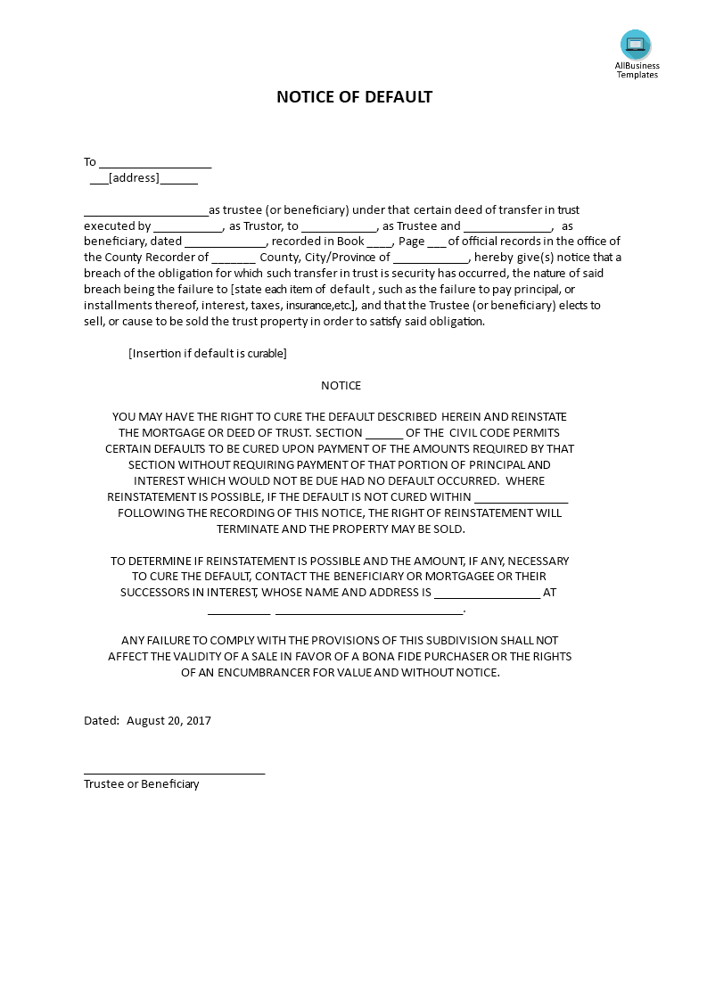 Default Letter Template