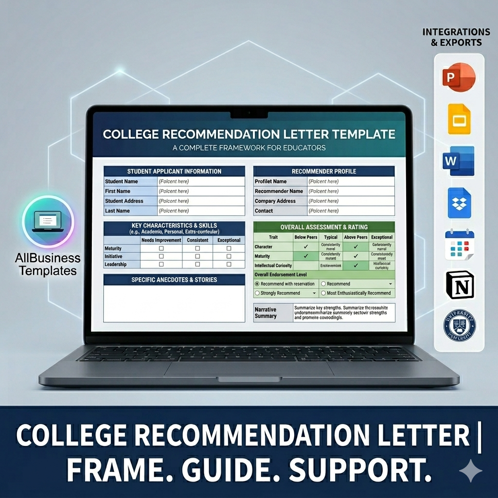 College Recommendation Letter Template