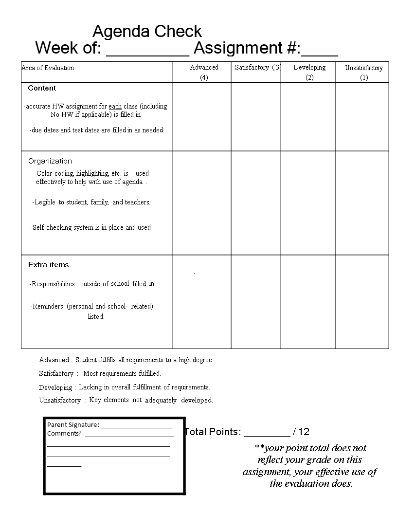 daily planner agenda template