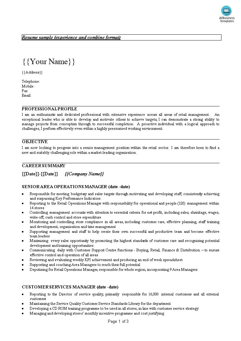 sample customer service manager resume template