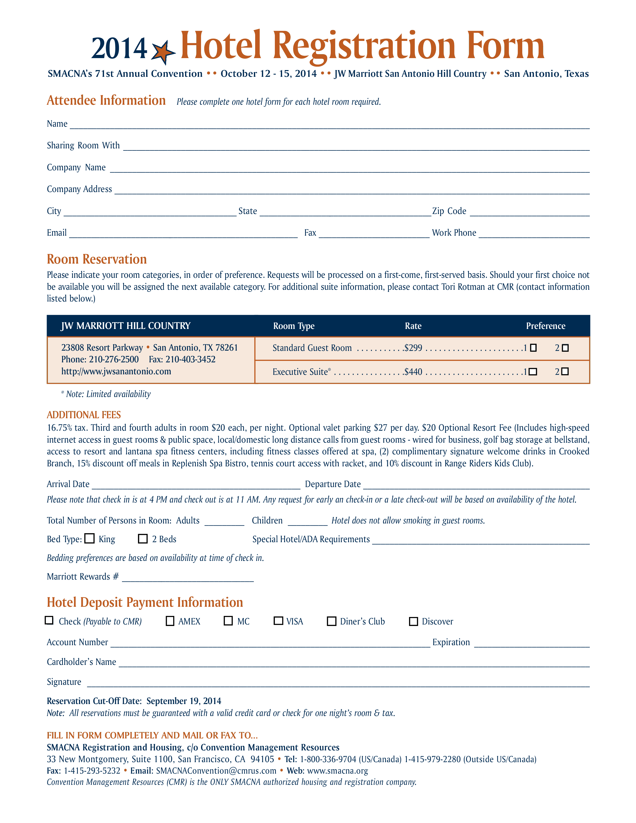 Hotel Registration Form 模板