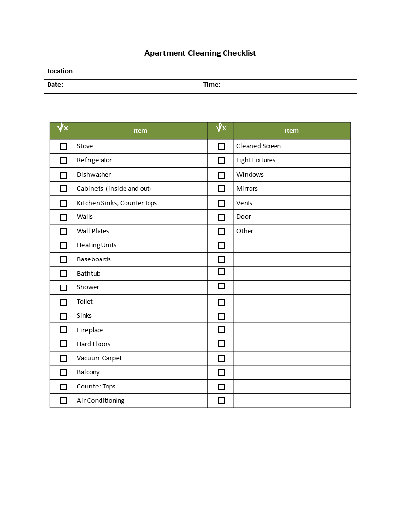 apartment cleaning checklist plantilla imagen principal