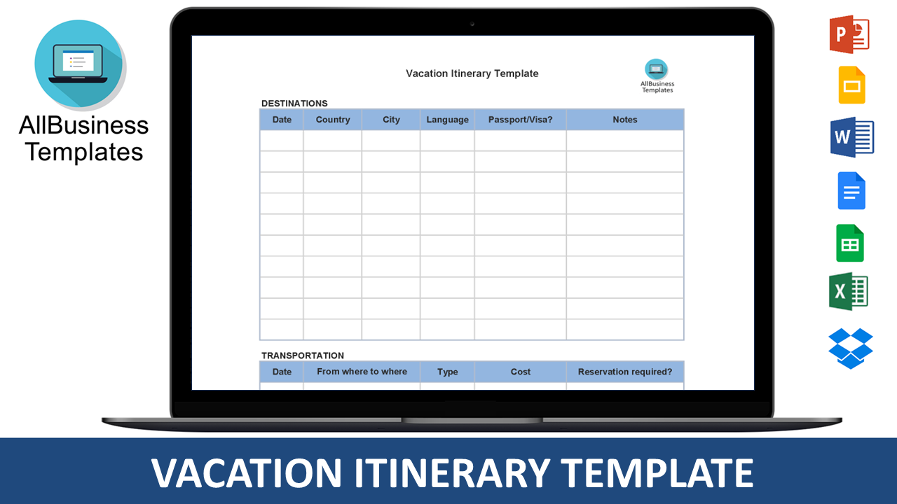 itinerary sample template