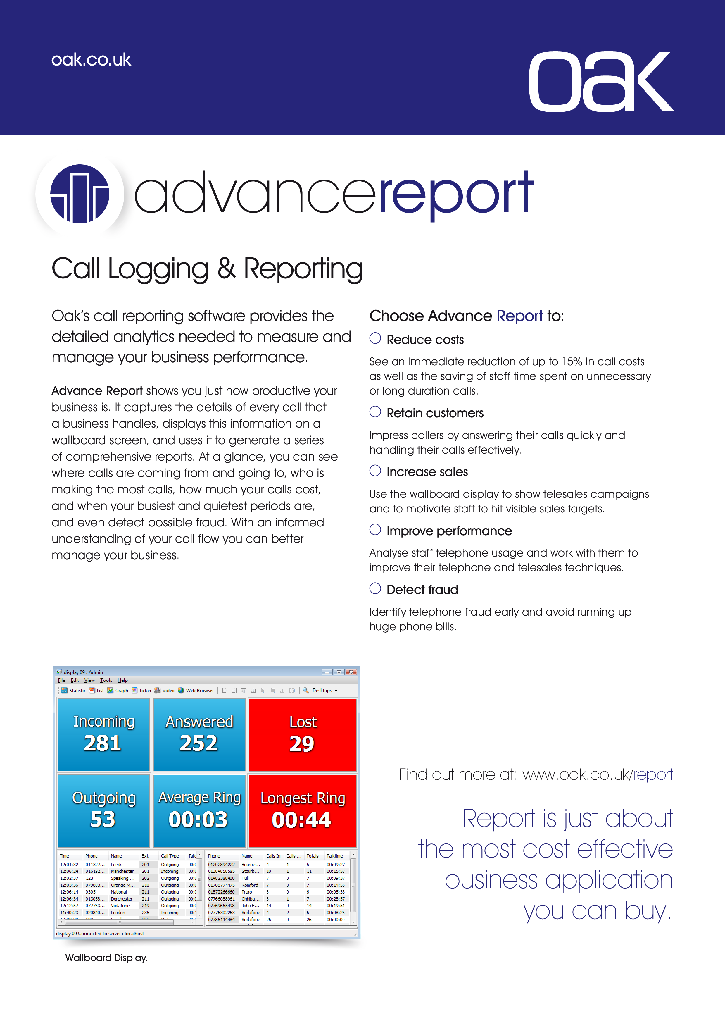 call logging & reporting Hauptschablonenbild